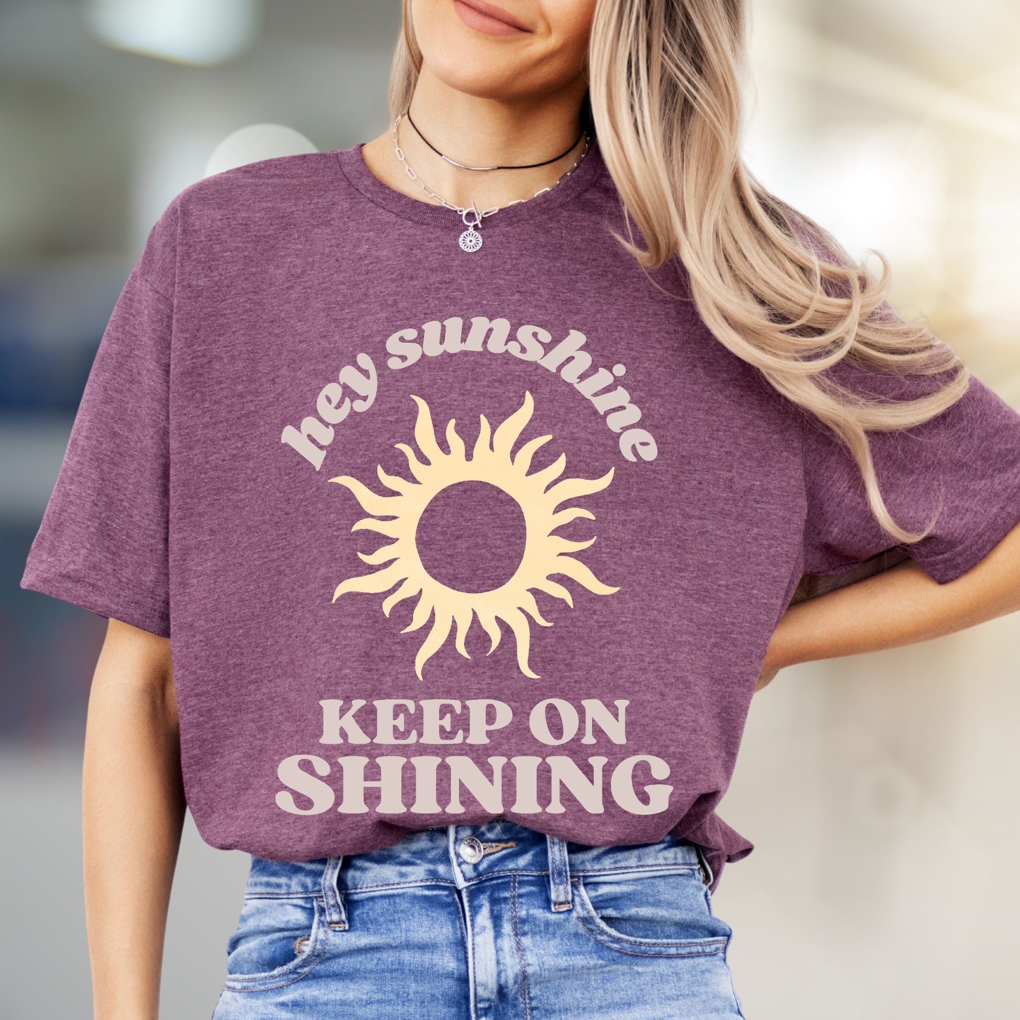"Hey Sunshine Keep on Shining" Sunny Graphic Tee, a Positive Vibe Essential