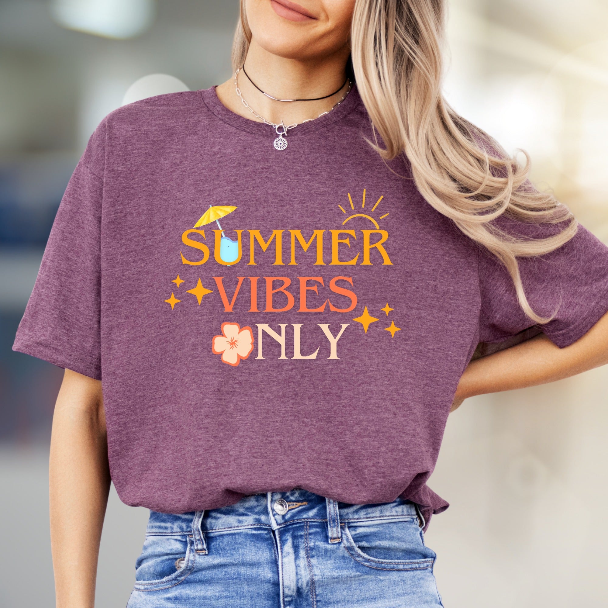 "SUMMER VIBES ONLY" Tropical Graphic Tee, a Sunshine Pick for Free Spirits