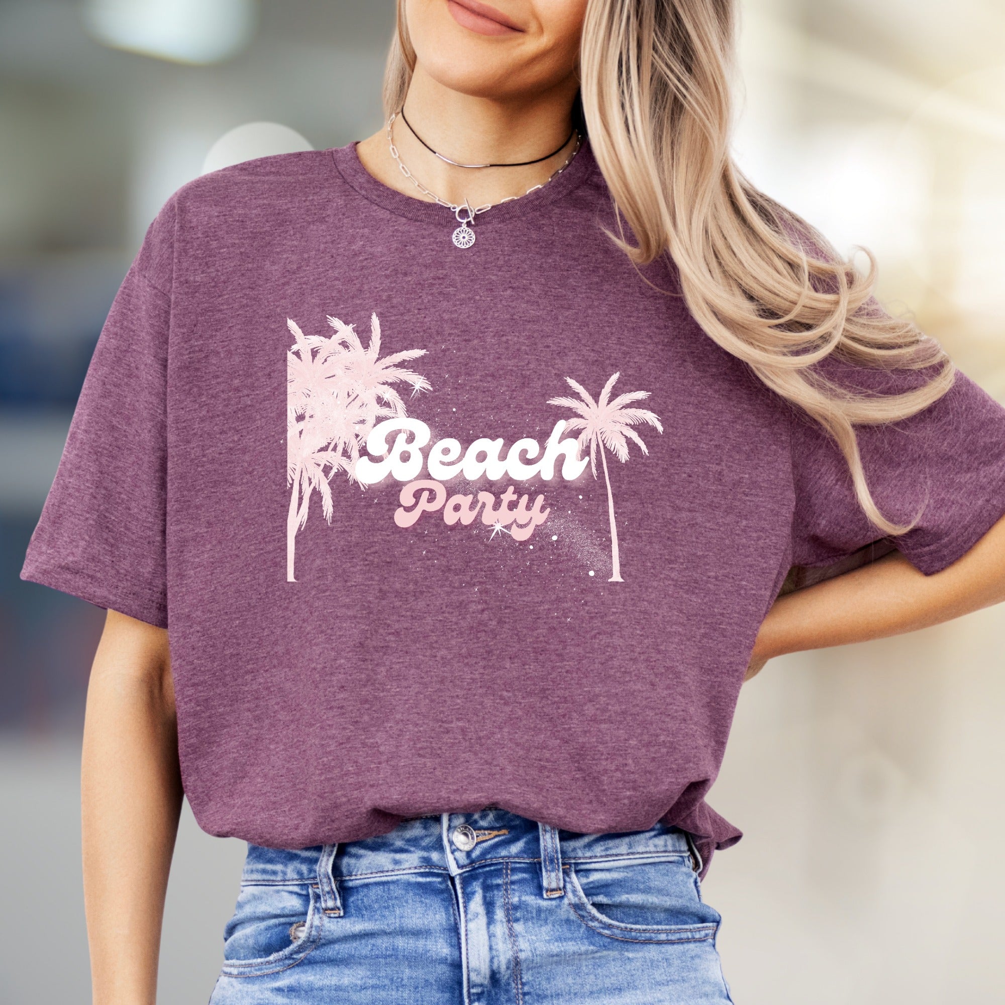 "Beach Party" Tropical Neon Graphic Tee, a Vacation Vibe Pick for Beach Lovers