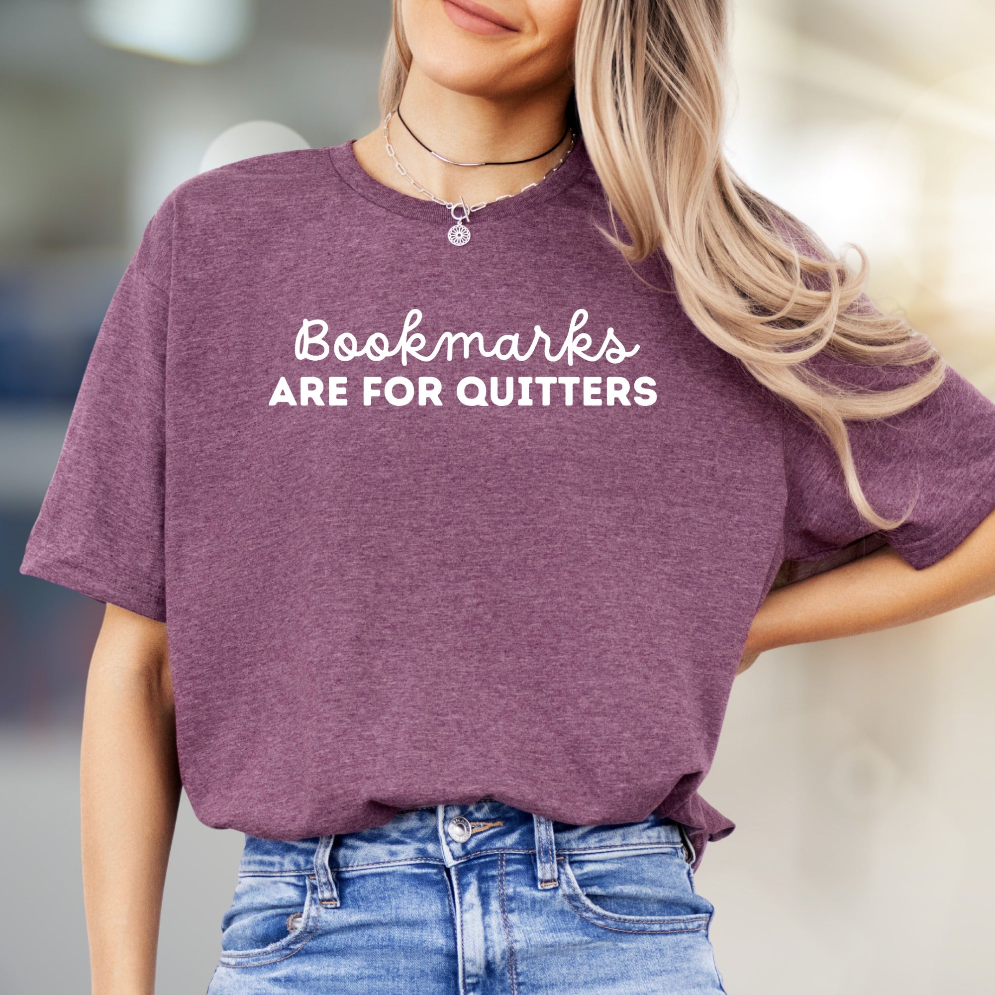 "Bookmarks Are For Quitters" Bold Statement Graphic Tee, a Witty Pick for Book Lovers