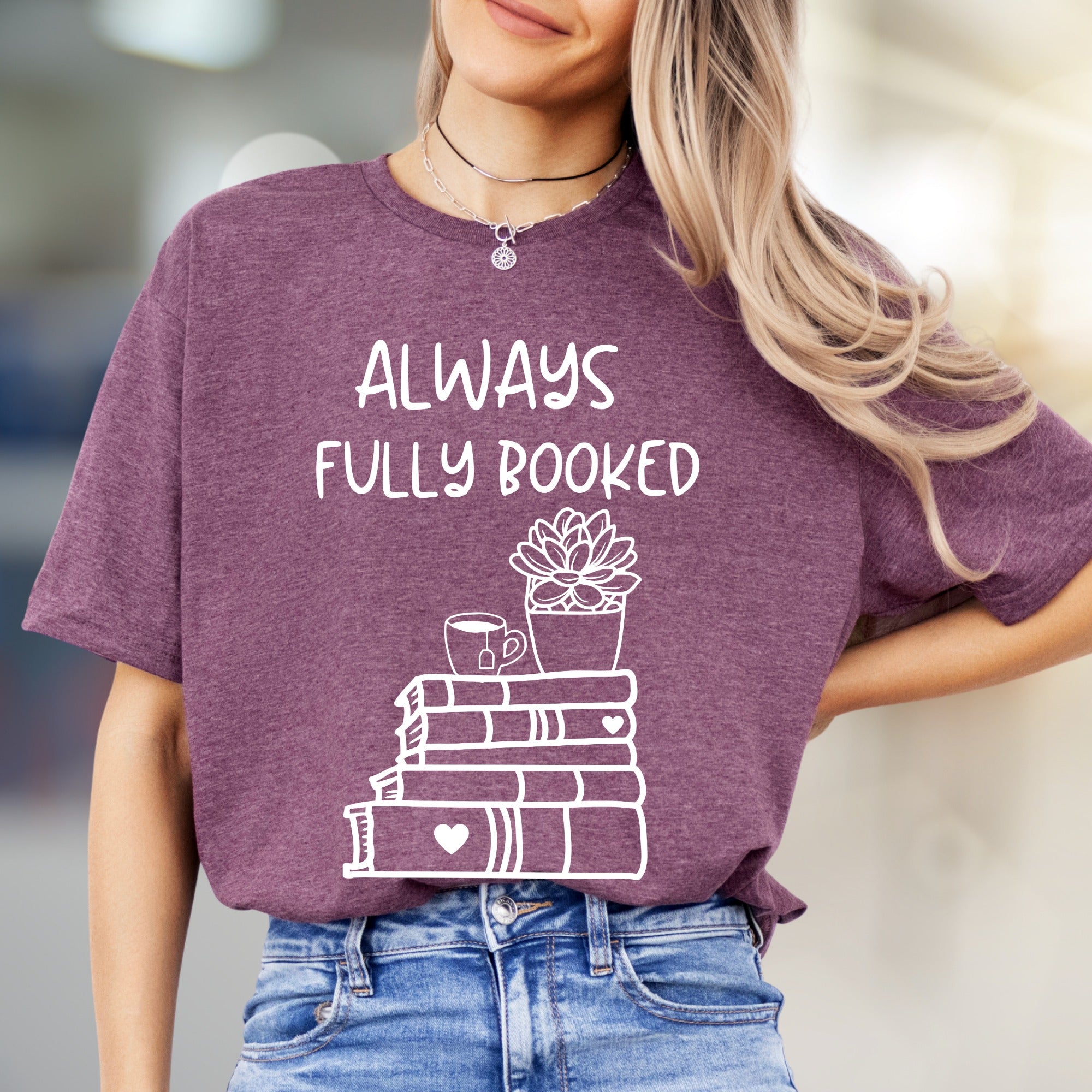 "Always Fully Booked" Bookworm Graphic Tee, a Cozy Literary Pick for Readers