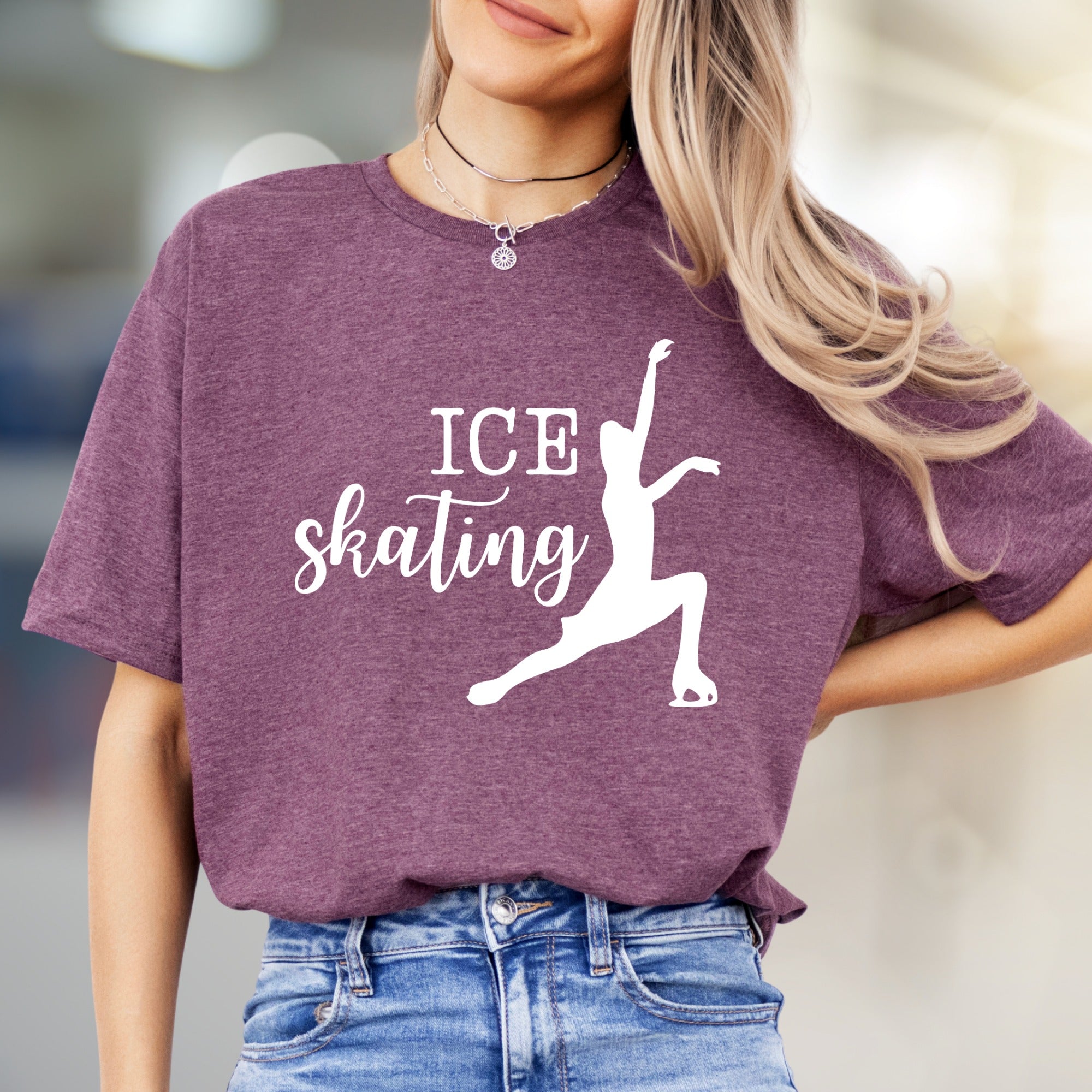 “ICE Skating” Elegant Skater Graphic Tee, a Winter Sports Pick for Enthusiasts
