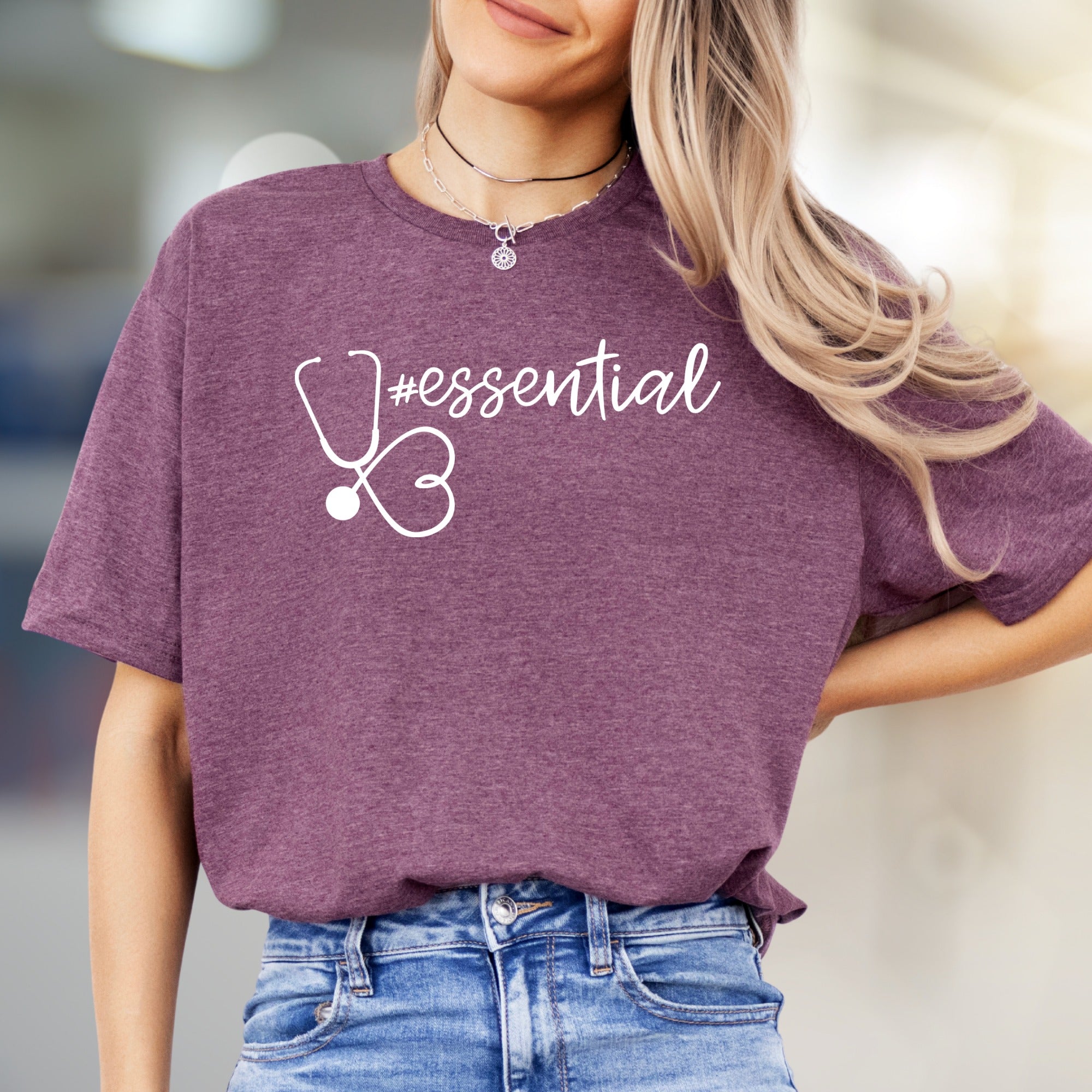 "#essential" Stethoscope Heart Graphic Tee, a Healthcare Hero Pick for Everyday Wear