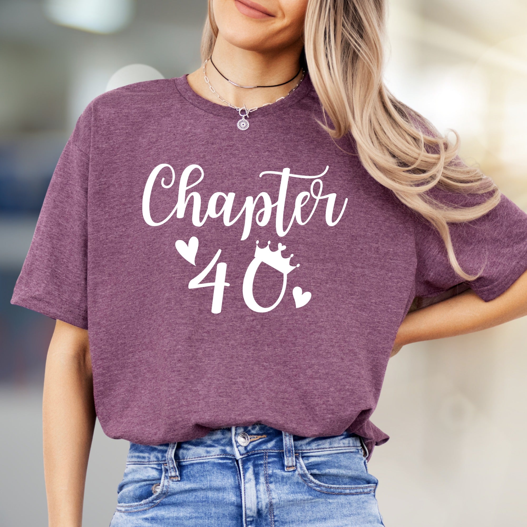 "Chapter 40" Birthday Crown Graphic Tee, a Milestone Gift for Her