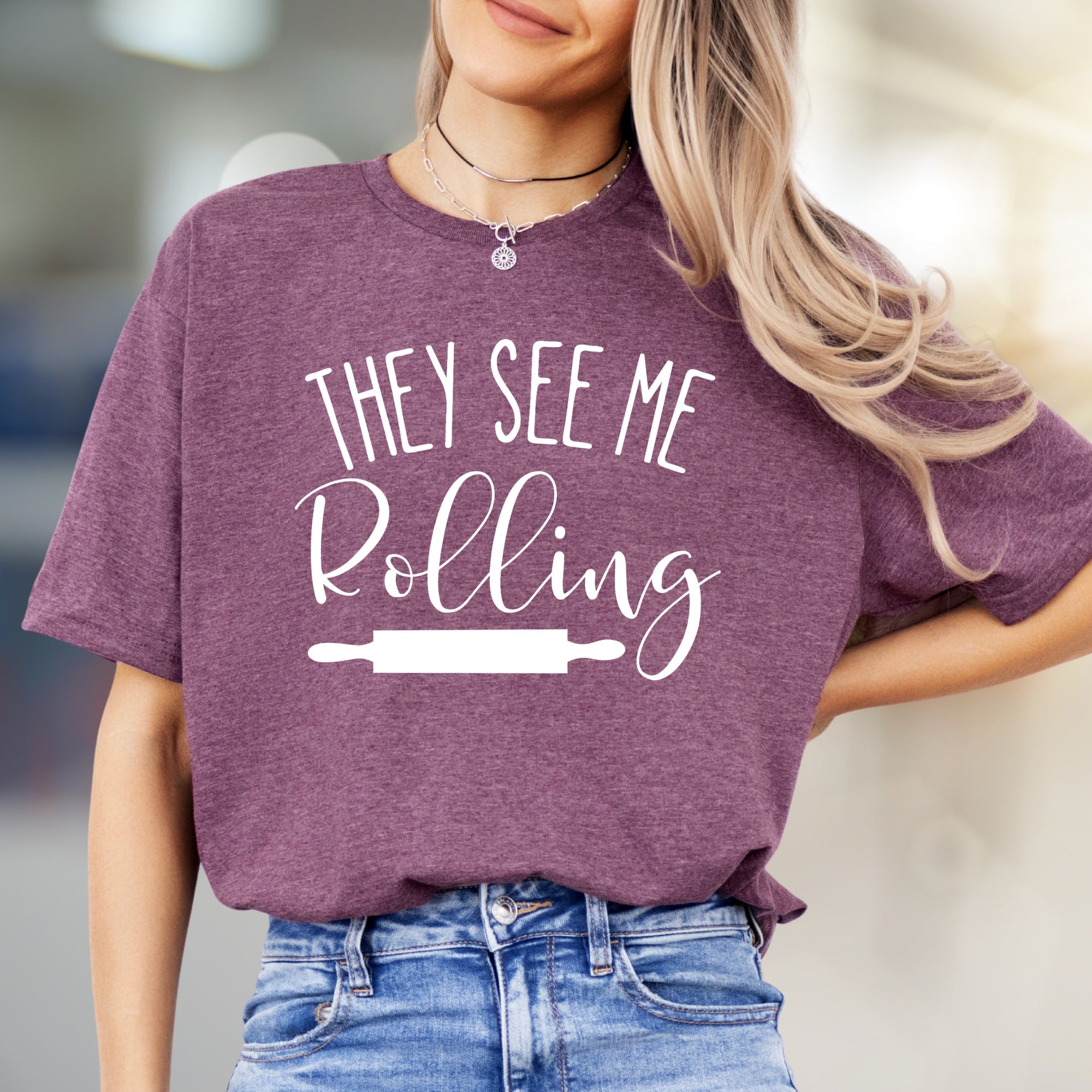 "They See Me Rolling" Baking Pun Graphic Tee, a Funny Culinary Pick for Bakers