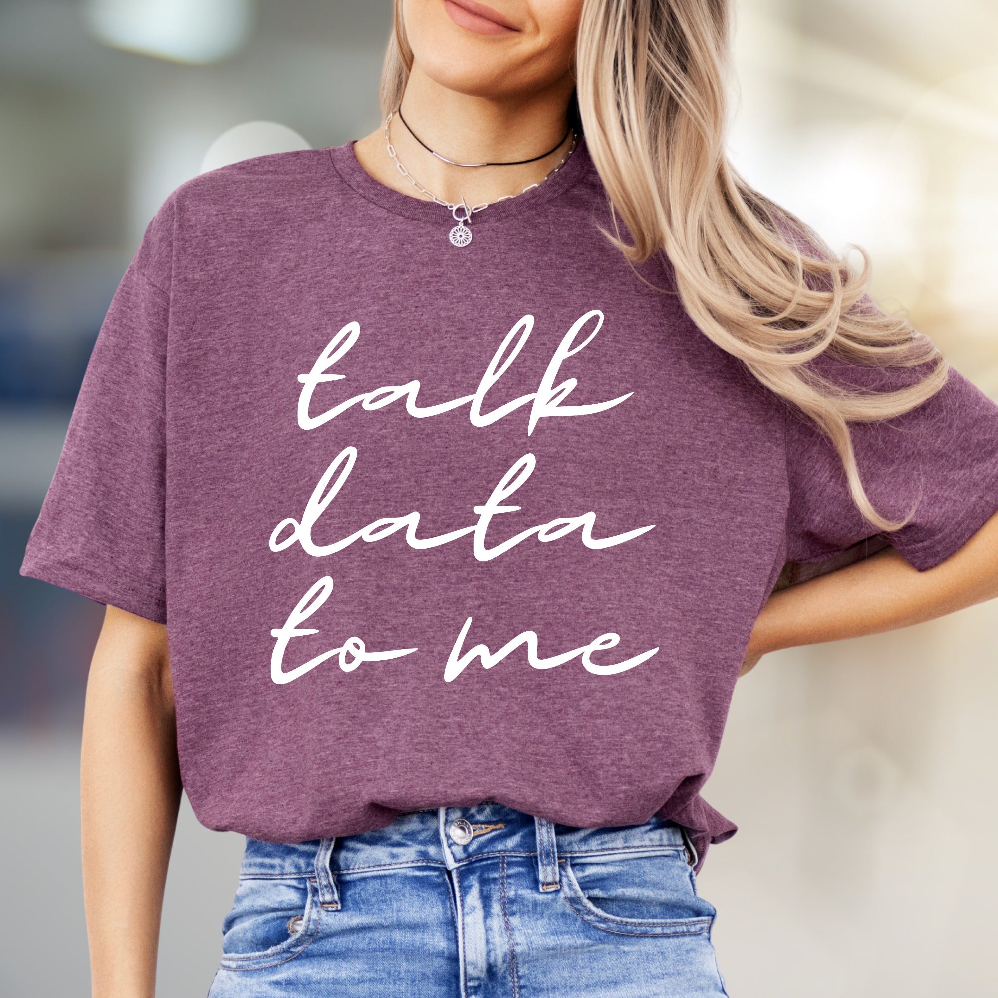 "Talk Data To Me" Tech Lover Graphic Tee, a Smart Casual Pick for Data Enthusiasts