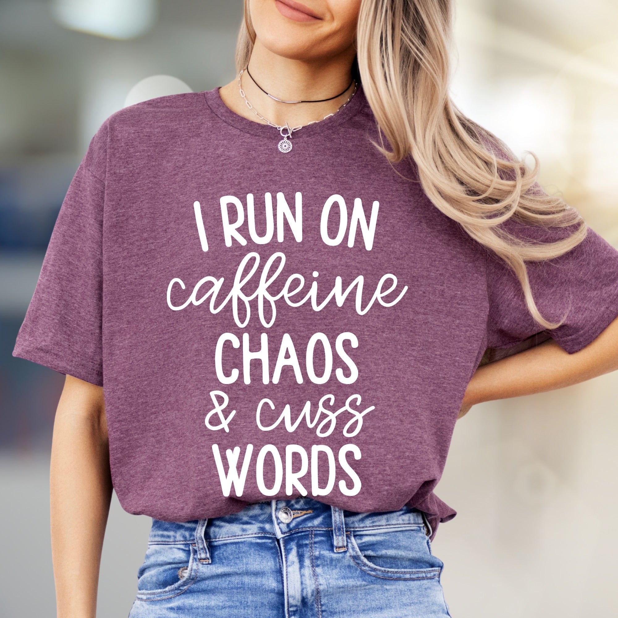 "I Run On Caffeine Chaos & Cuss Words" Graphic Tee, a Bold Statement Unise Tee