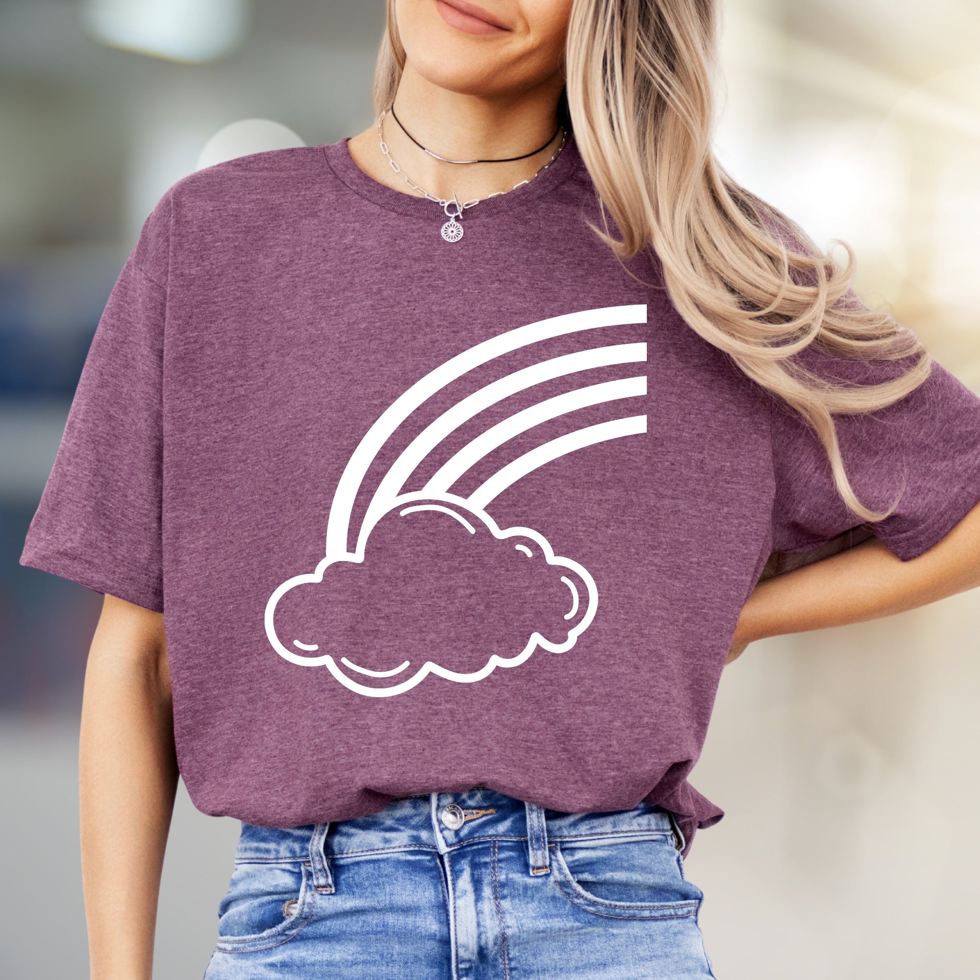 Cloud and Rainbow Graphic Tee, a Whimsical Pick for Dreamers
