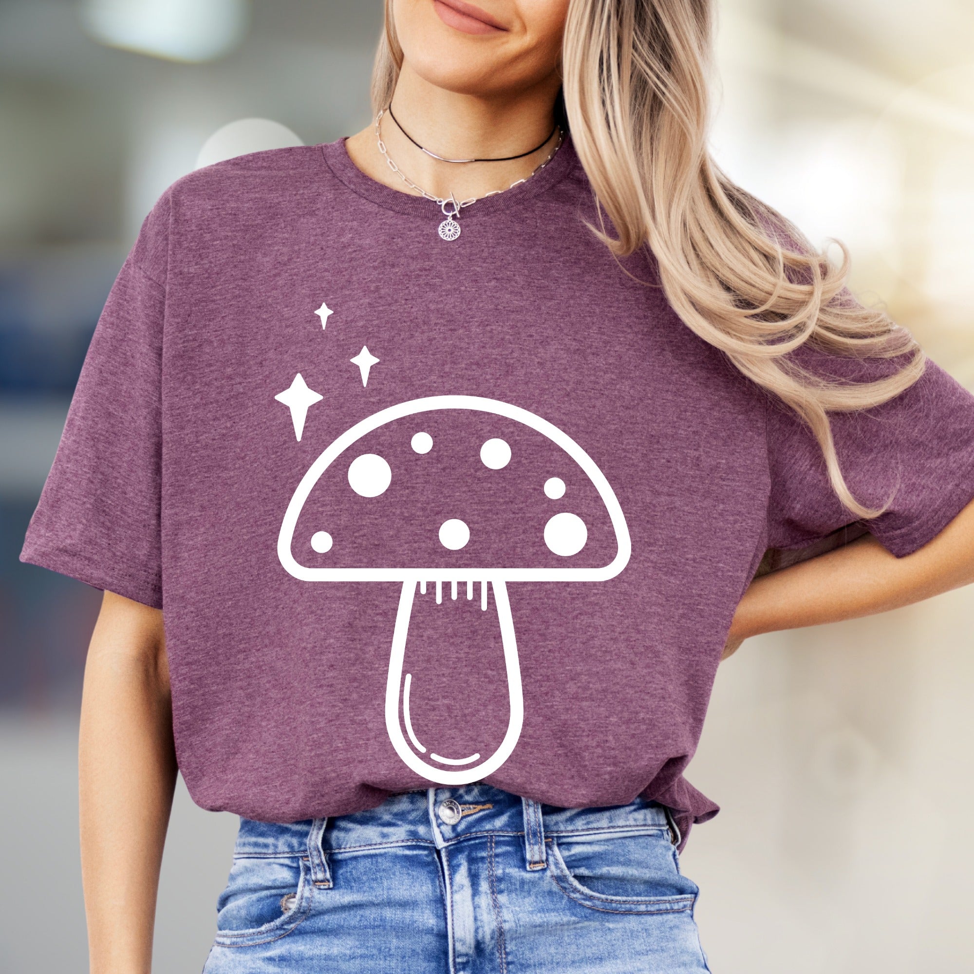 Enchanted Mushroom & Stars Graphic Tee, a Whimsical Pick for Nature Lovers