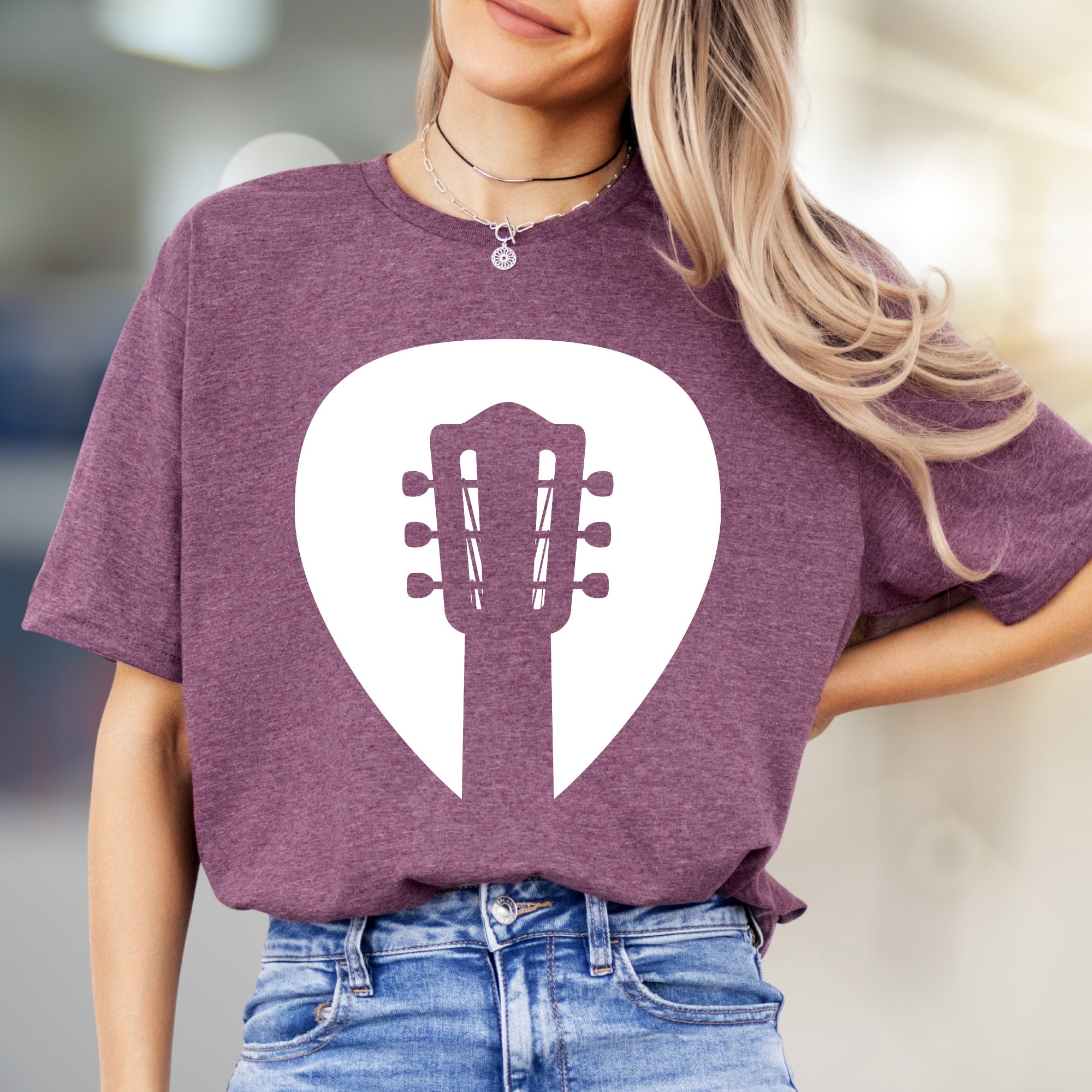 Guitar Headstock Pick Music Graphic Tee, a Musician's Essential for Casual Wear