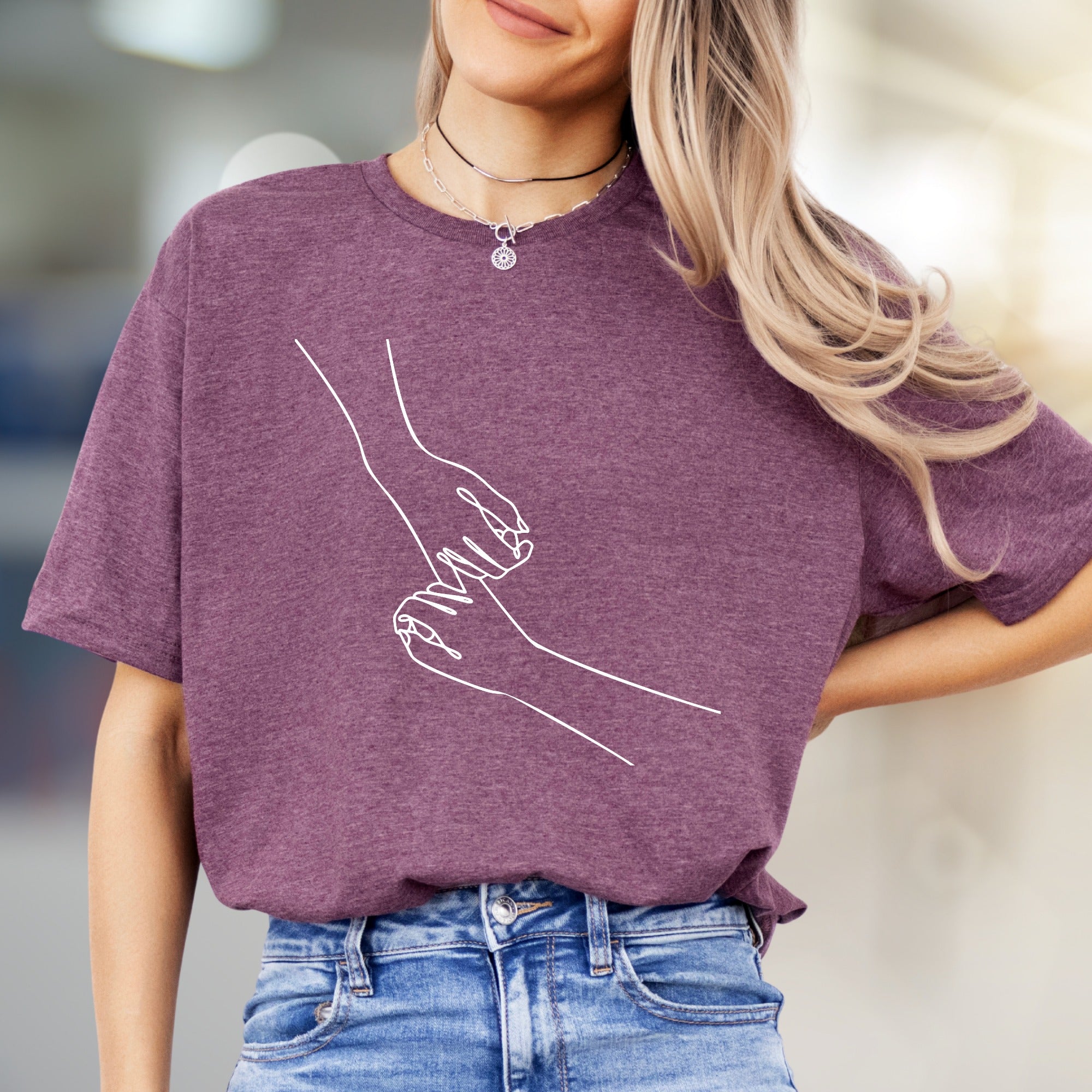 Holding Hands Line Art Graphic Tee, A Nurturing Pick for Relationship Enthusiasts