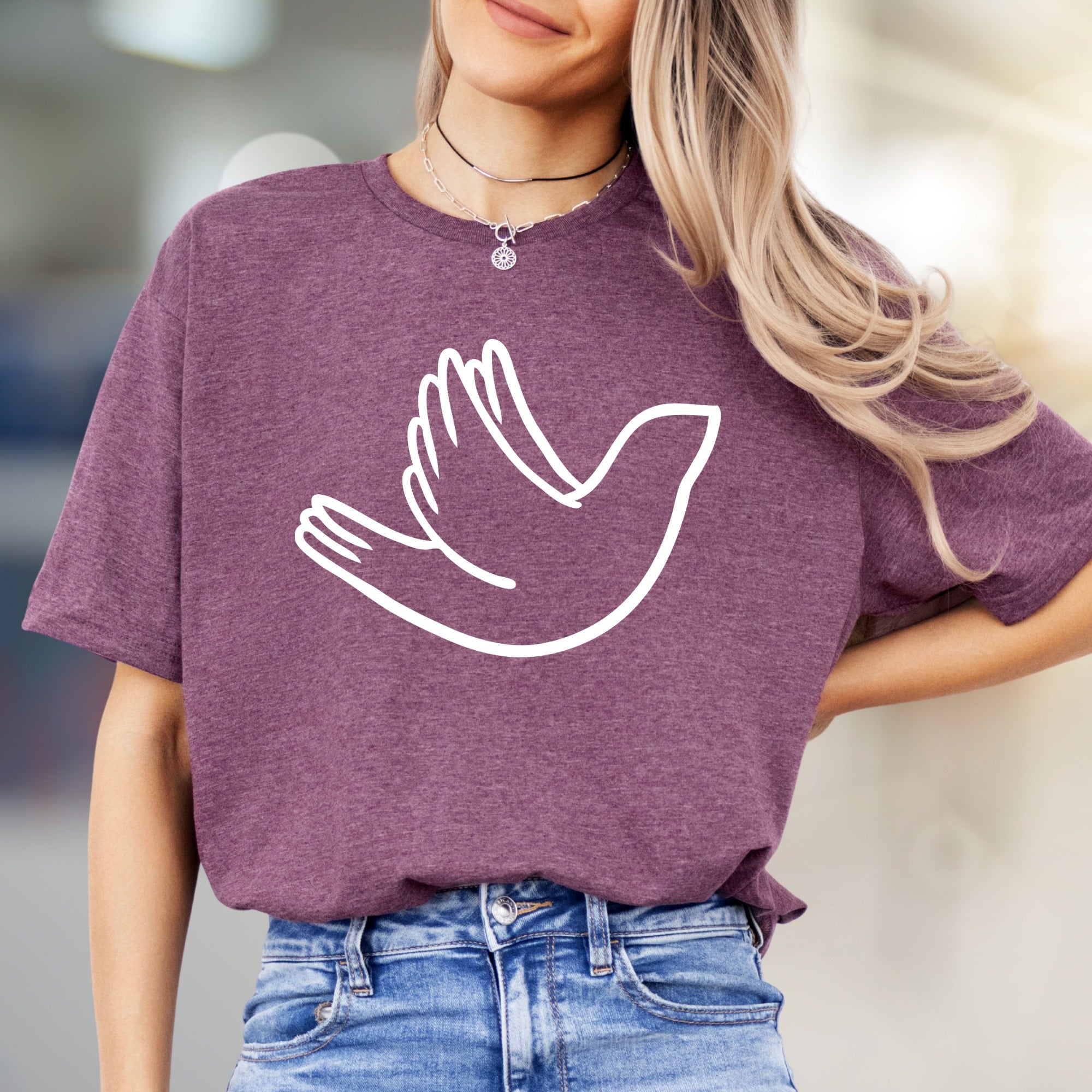 Minimalist Dove Flight Graphic Tee, a Serene Statement for Peace Lovers