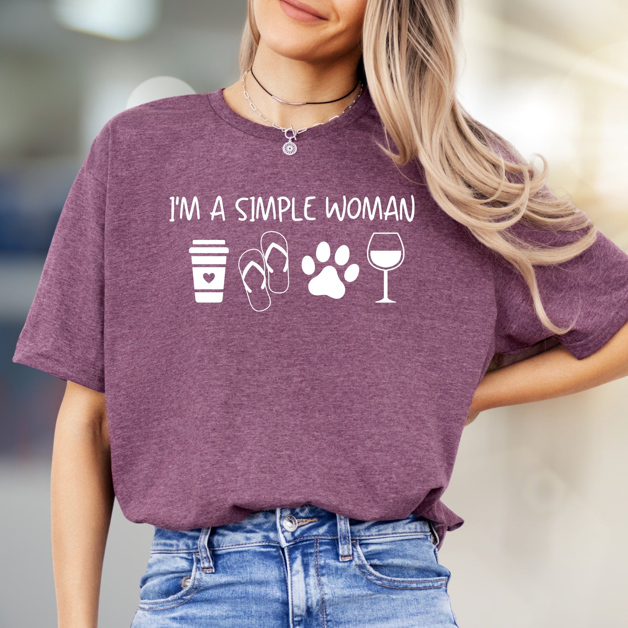 "I'm a Simple Woman" Lifestyle Graphic Tee, a Casual Pick for Her