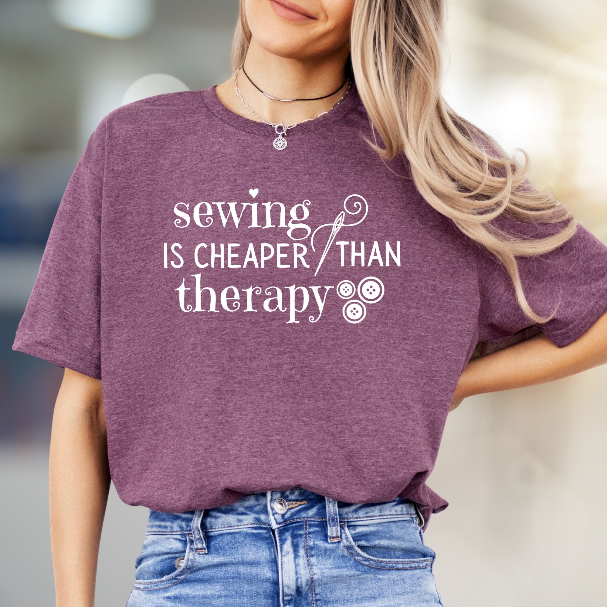 "Sewing Is Cheaper Than Therapy" Crafty Graphic Tee, A Creative Hobbyist Pick for Crafters