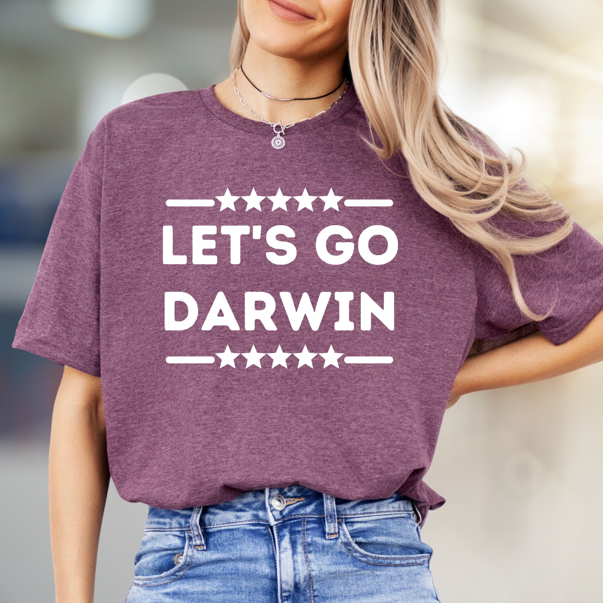 "LET'S GO DARWIN" Stars Graphic Tee, a Bold Statement Unsex Tee for Enthusiasts