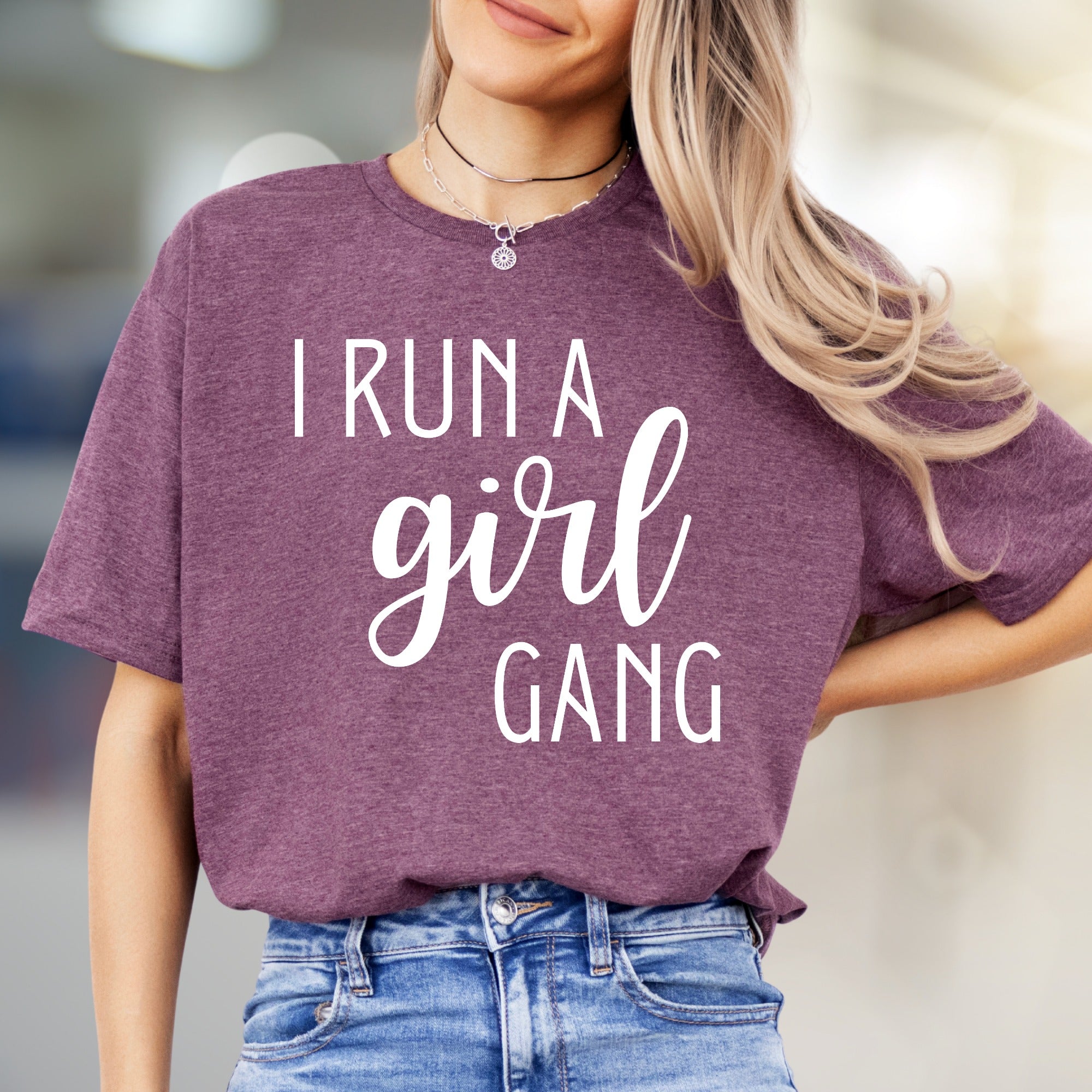 "I Run a Girl Gang" Bold Script Graphic Tee, a Statement Pick for Her