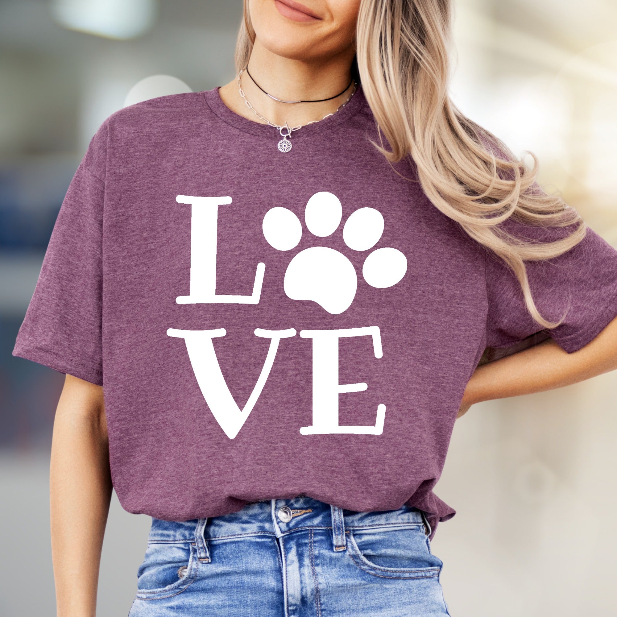 "LOVE" Paw Print Aesthetic Graphic Tee, a Pet Lover's Pick for Everyday Wear