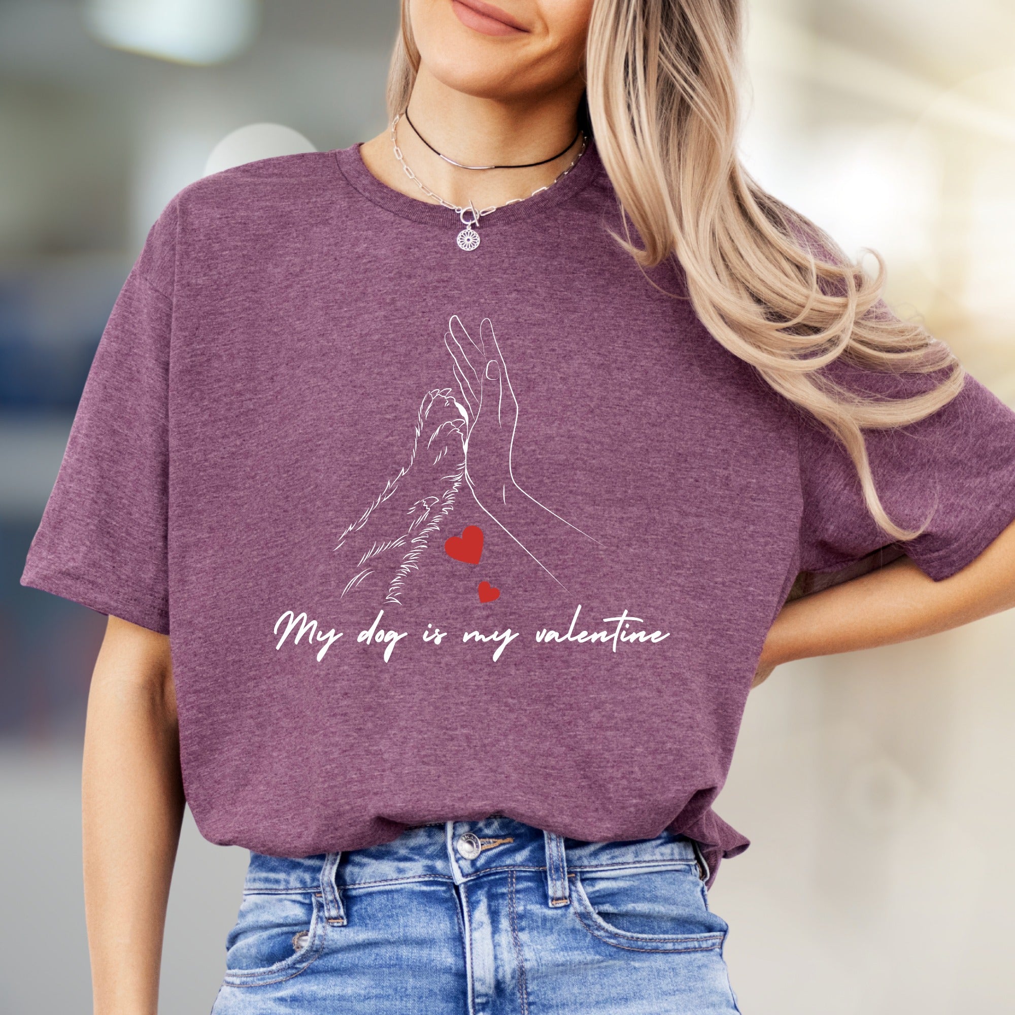 "My dog is my valentine" Dog Lover Graphic Tee, a Sweet Gift for Pet Owners