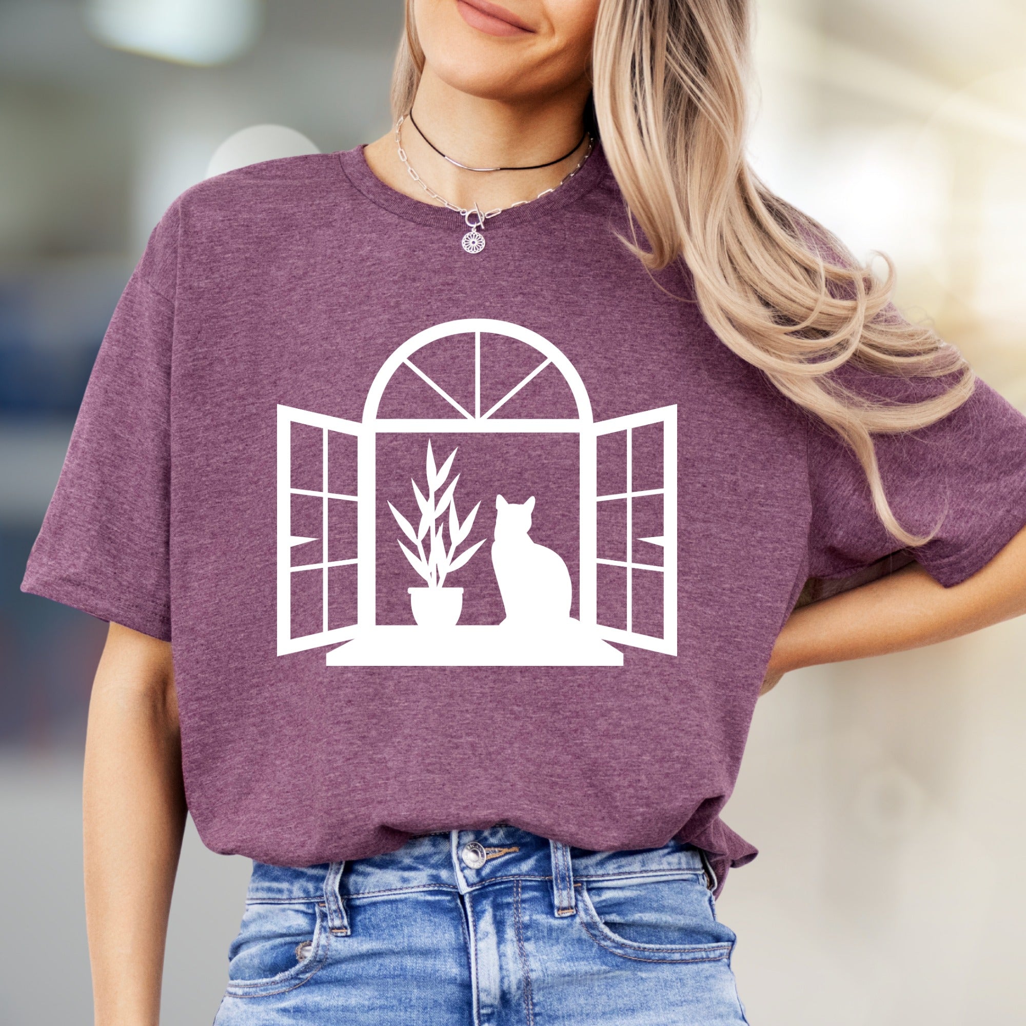 Window Cat & Plant Graphic Tee, a Serene Lifestyle Pick for Cat Lovers