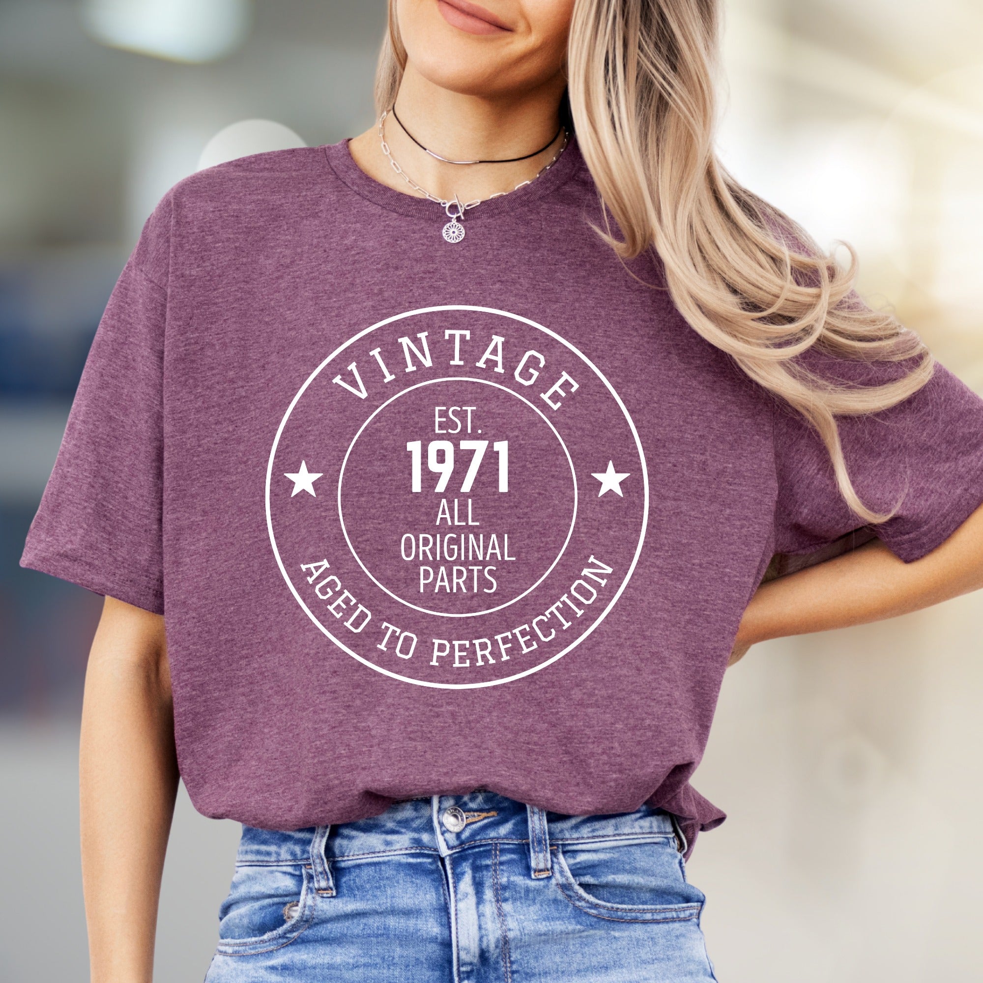 "Vintage Est. 1971 All Original Parts" Aged to Perfection Graphic Tee, A Retro Birthday Pick for Anyone