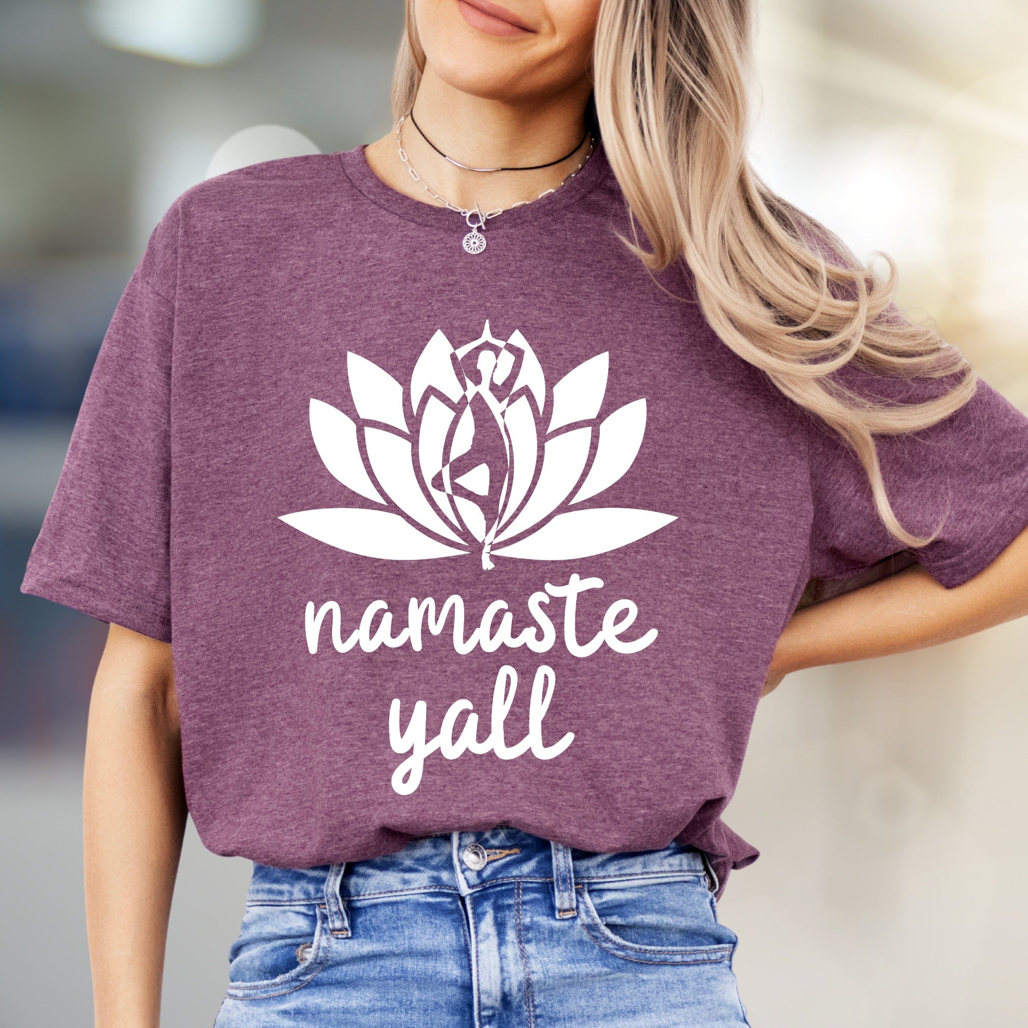 "Namaste Y'all" Lotus Yoga Graphic Tee, A Zen Southern Pick for Wellness Enthusiasts