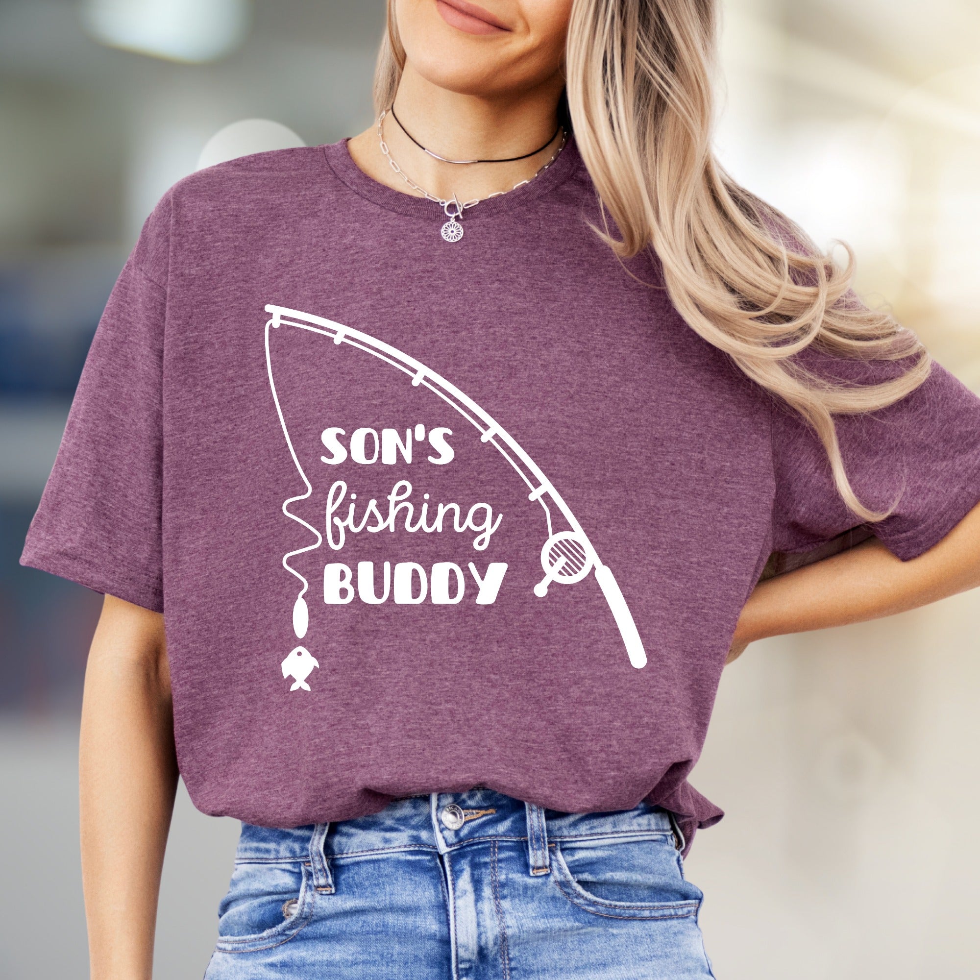 "Son's Fishing Buddy" Fishing Graphic Tee, a Family Day Pick for Anglers