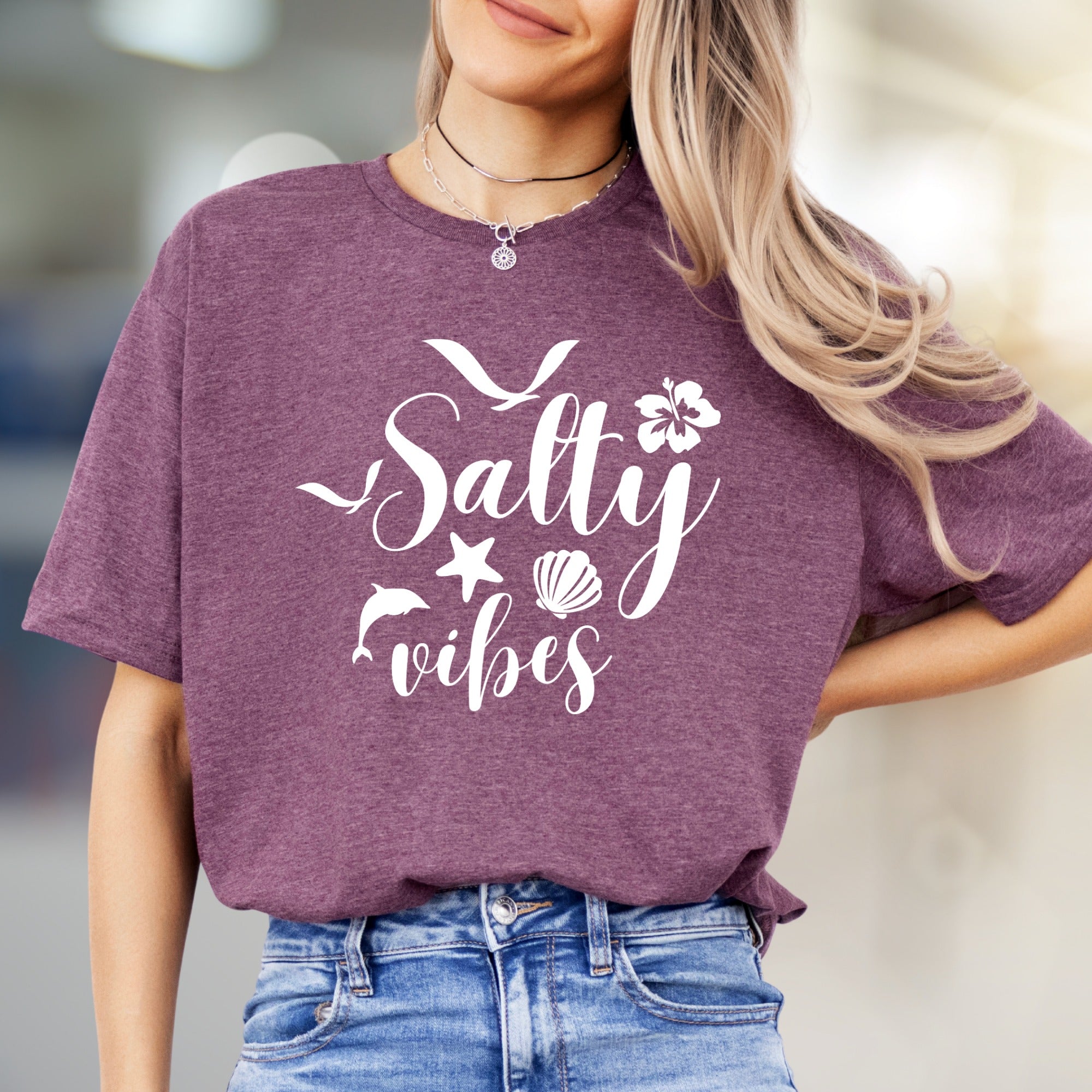"Salty Vibes" Beachy Graphic Tee, a Coastal Pick for Ocean Lovers