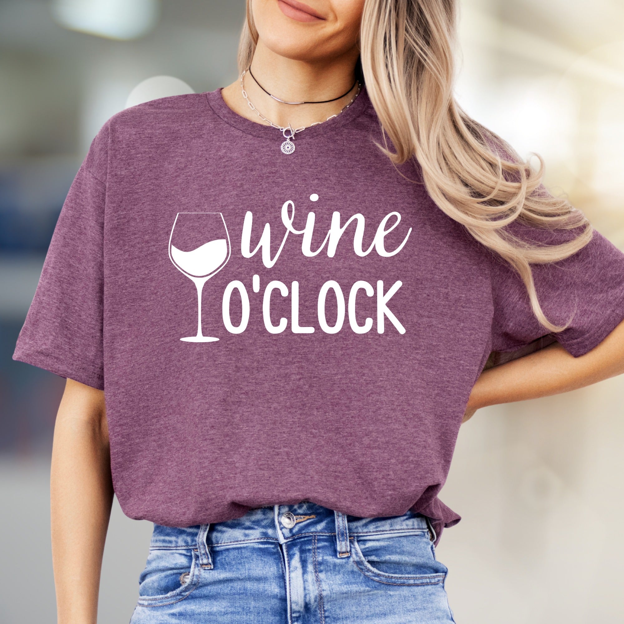 "Wine O'Clock" Relaxed Graphic Tee, a Casual Pick for Enthusiasts