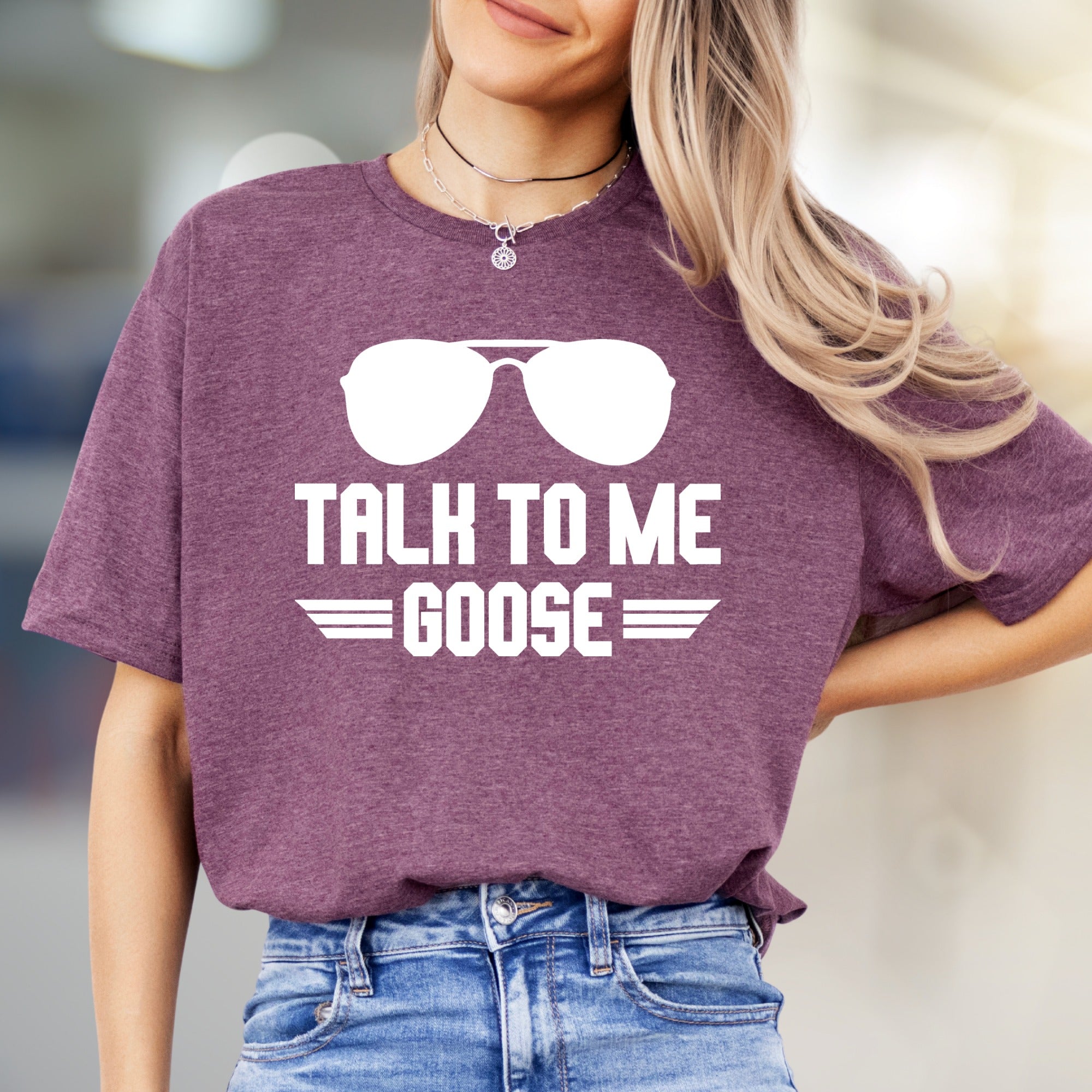 "TALK TO ME GOOSE" Aviator Graphic Tee, a Maverick Fan Pick for Film Lovers