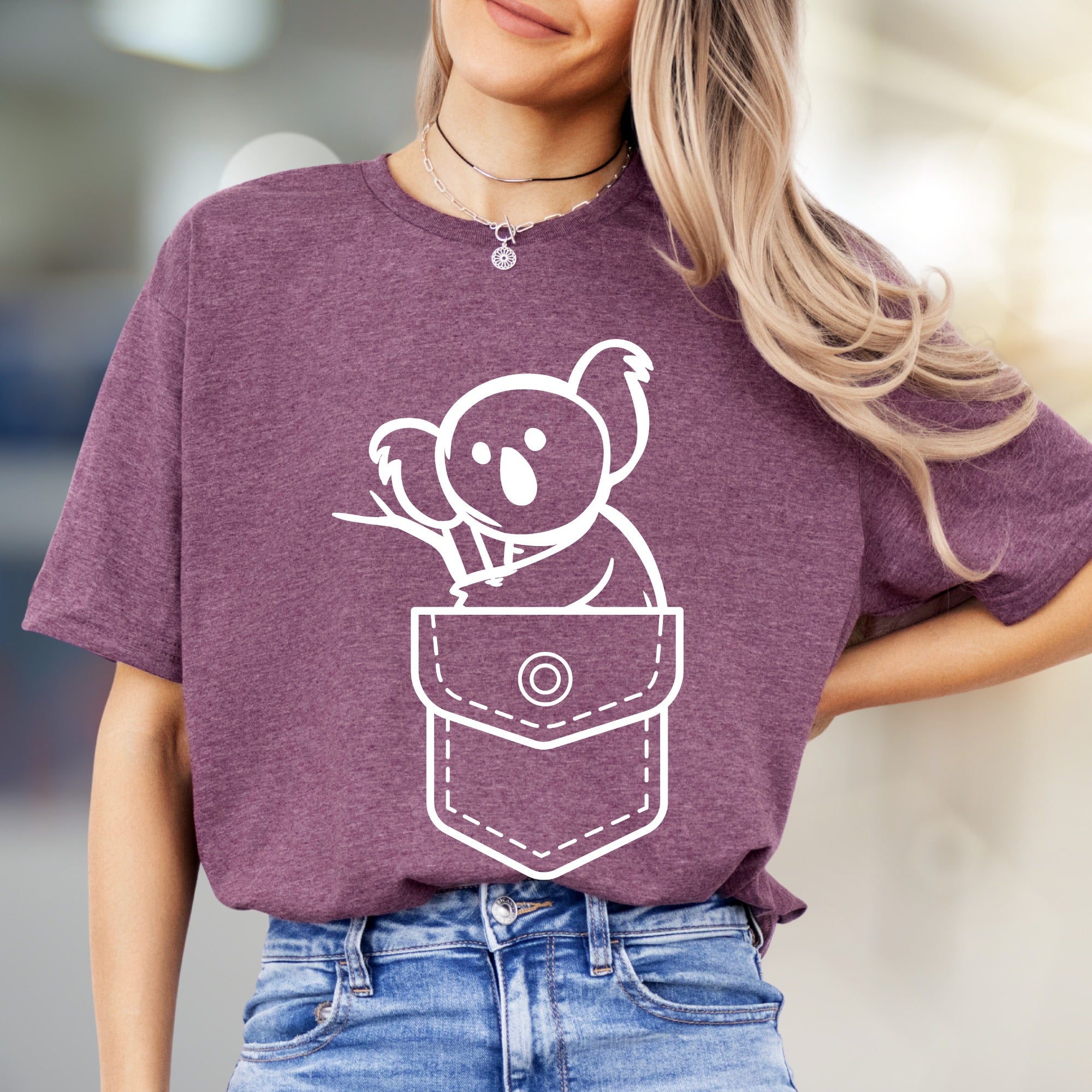 Little Koala Pocket Graphic Tee, A Cute Animal Lover's Pick for Everyday Wear