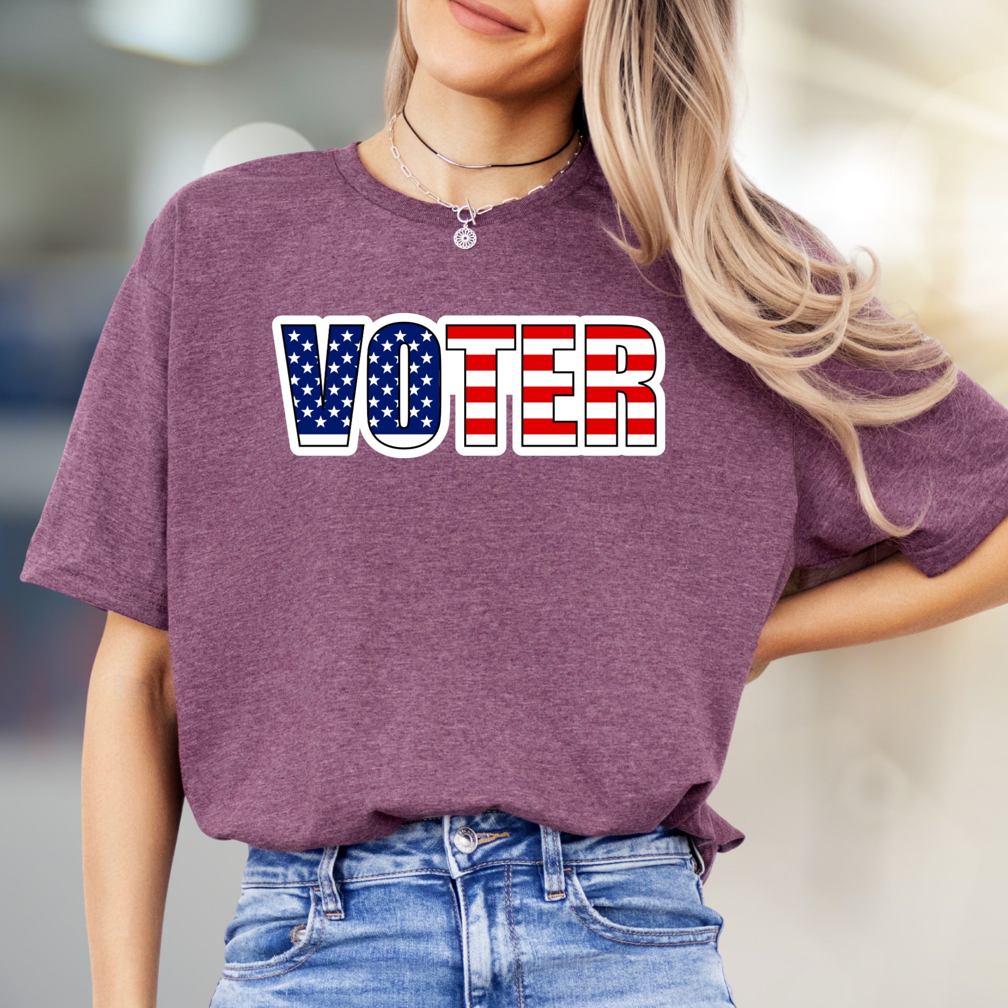 "VOTER" American Flag Graphic Tee, a Patriotic Pick for Engaged Citizens