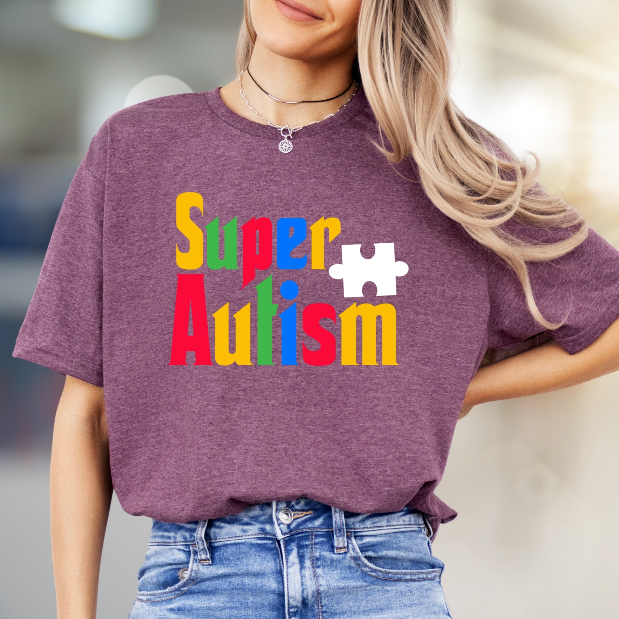"Super Autism" Colorful Puzzle Tee, a Supportive Graphic Pick for Advocates
