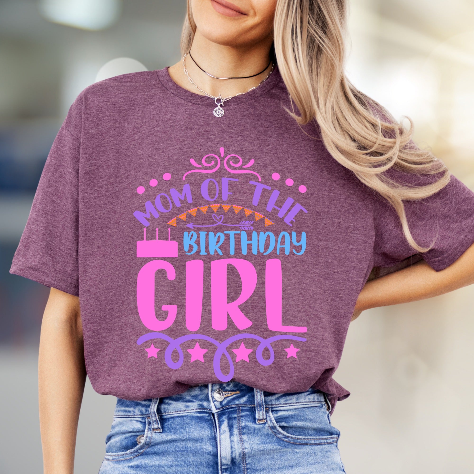 "Mom of The Birthday Girl" Fun Celebration Graphic Tee, a Festive Parent Pick for Her