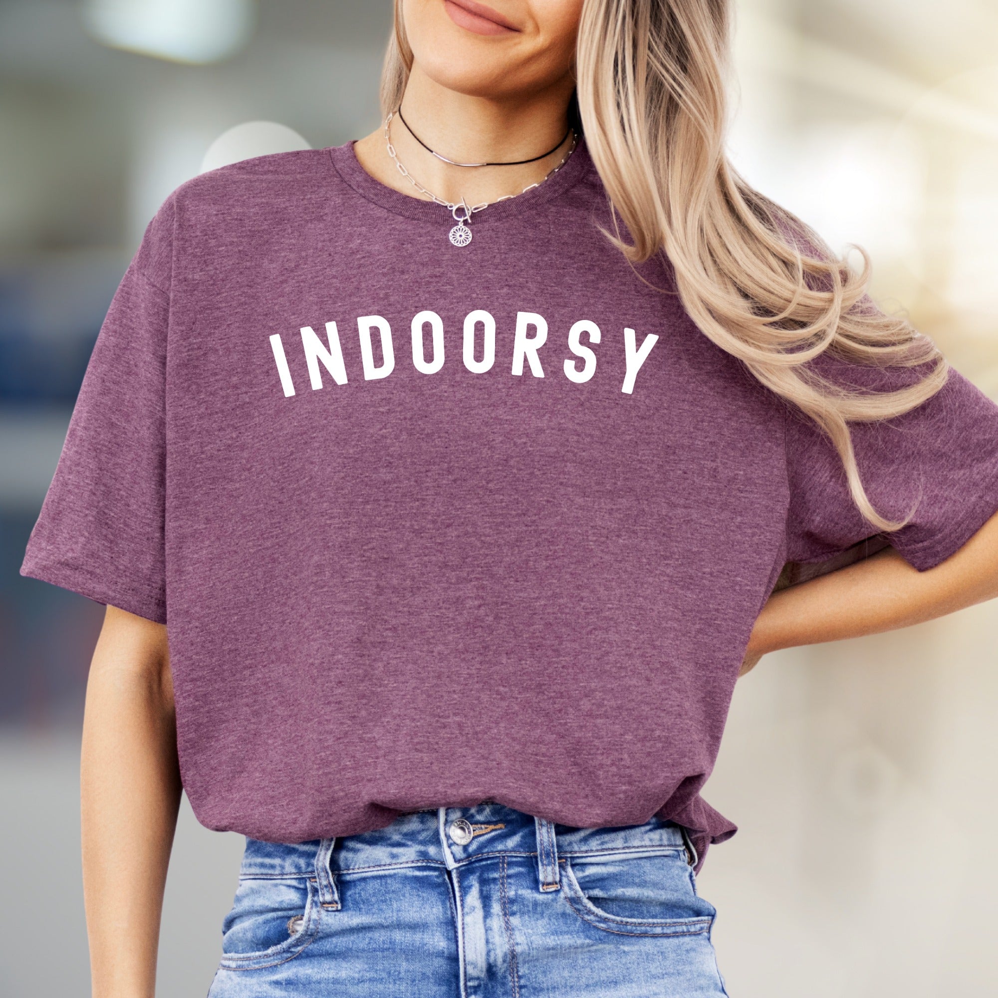 "INDOORSY" Minimalist Comfort Graphic Tee, a Lounge Lover's Pick for Homebodies