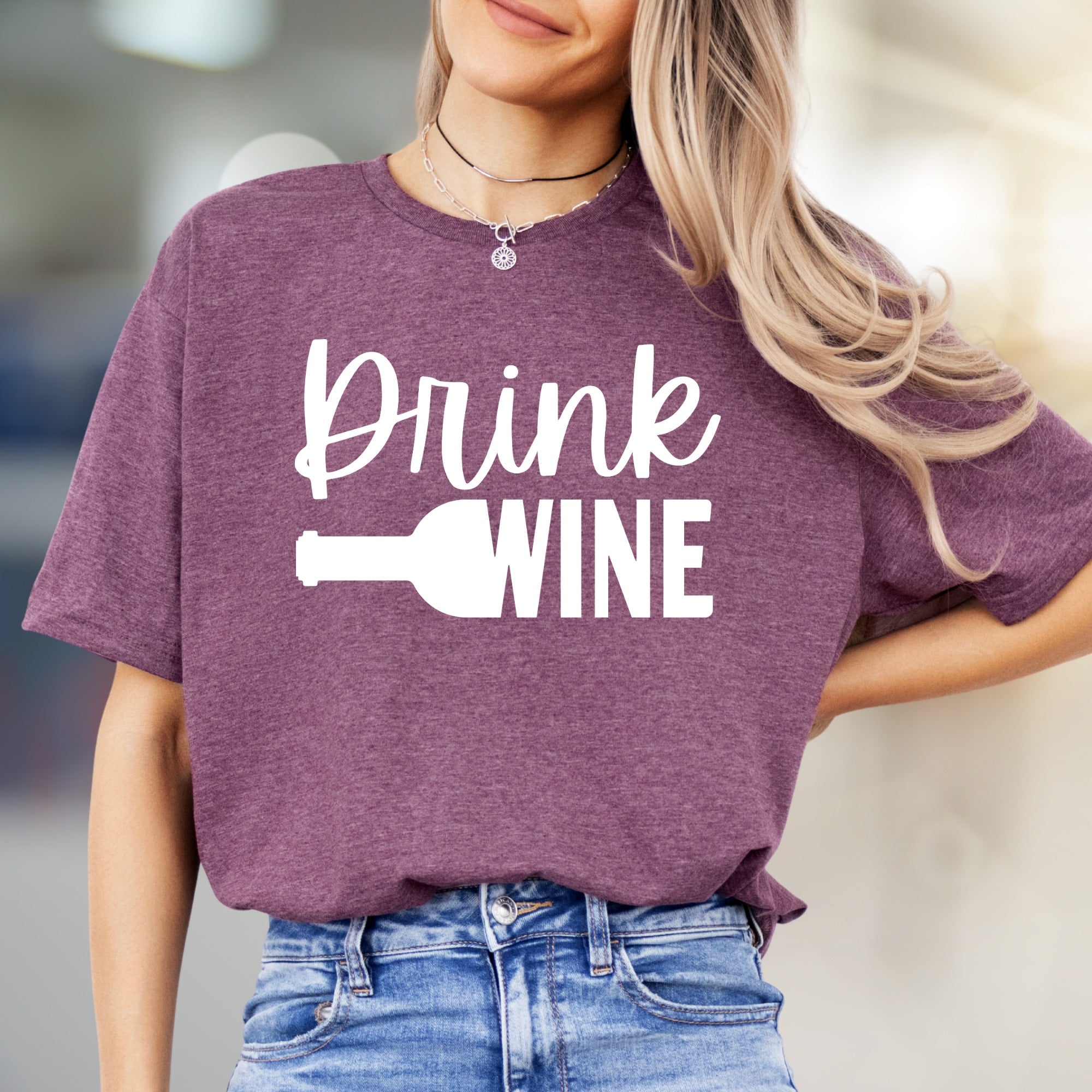 "Drink Wine" Fun Graphic Tee, a Casual Pick for Wine Lovers