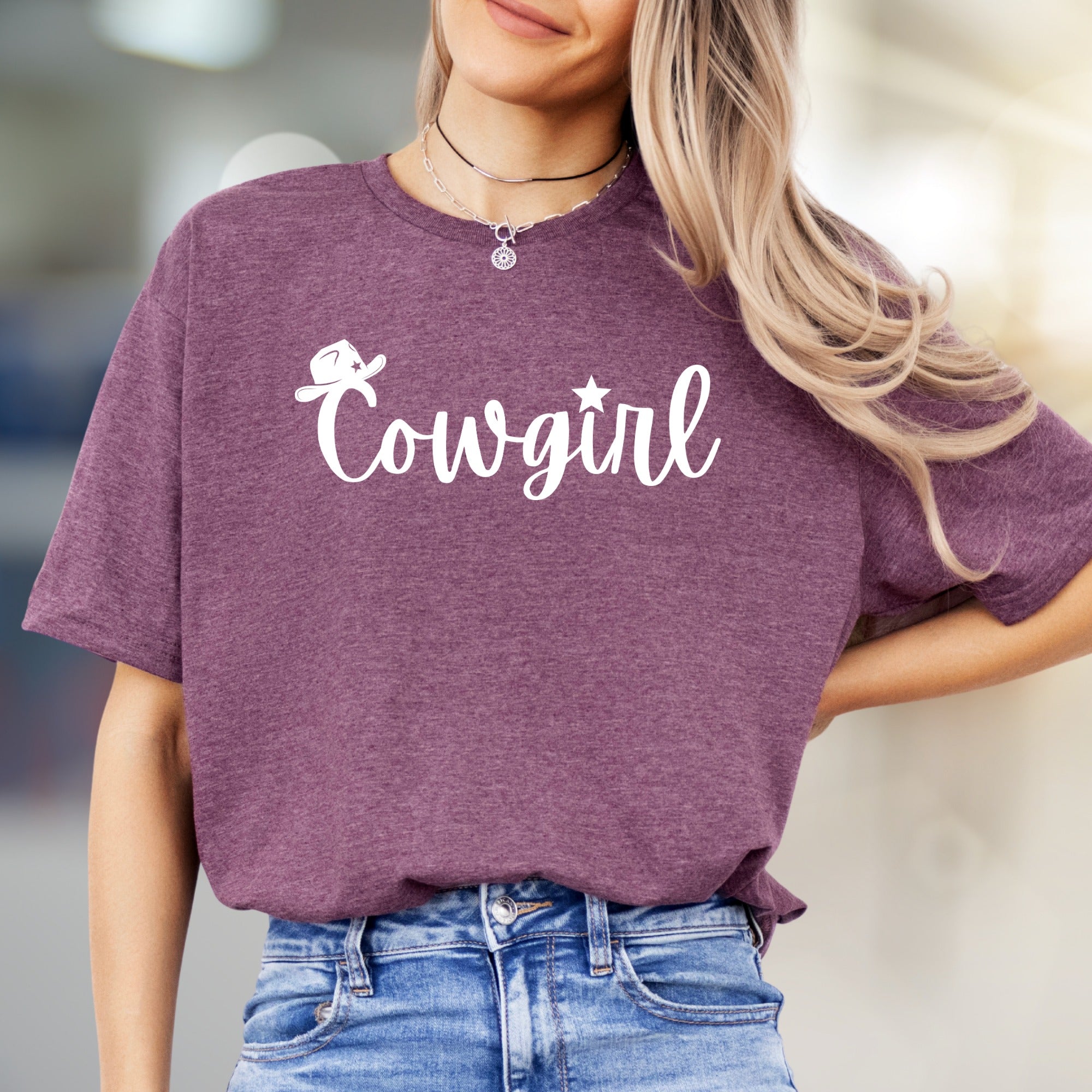 "Cowgirl" Western Script Graphic Tee, a Country Chic Pick for Free Spirits