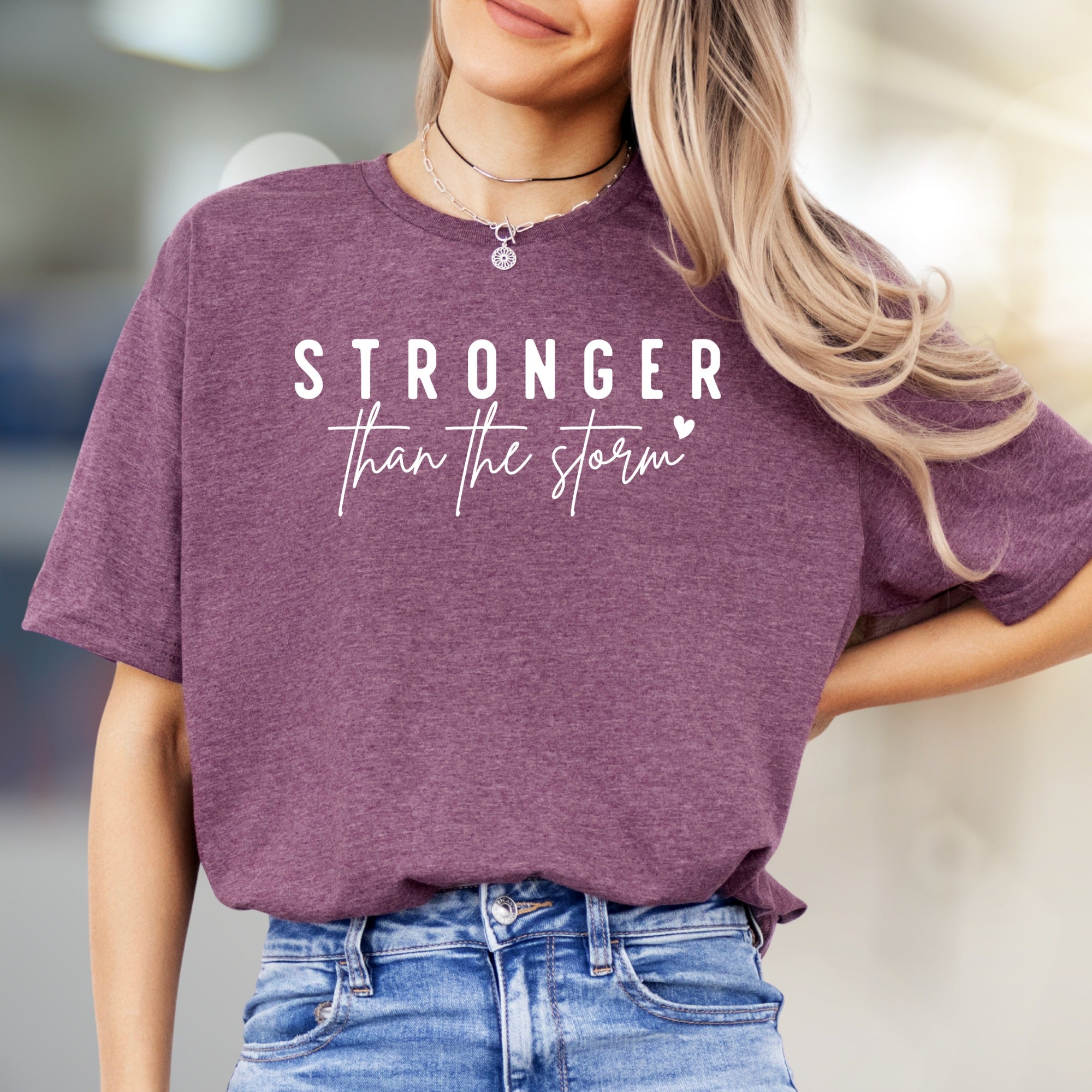 "STRONGER than the storm" Motivational Graphic Tee, an Uplifting Pick for Resilience Seekers