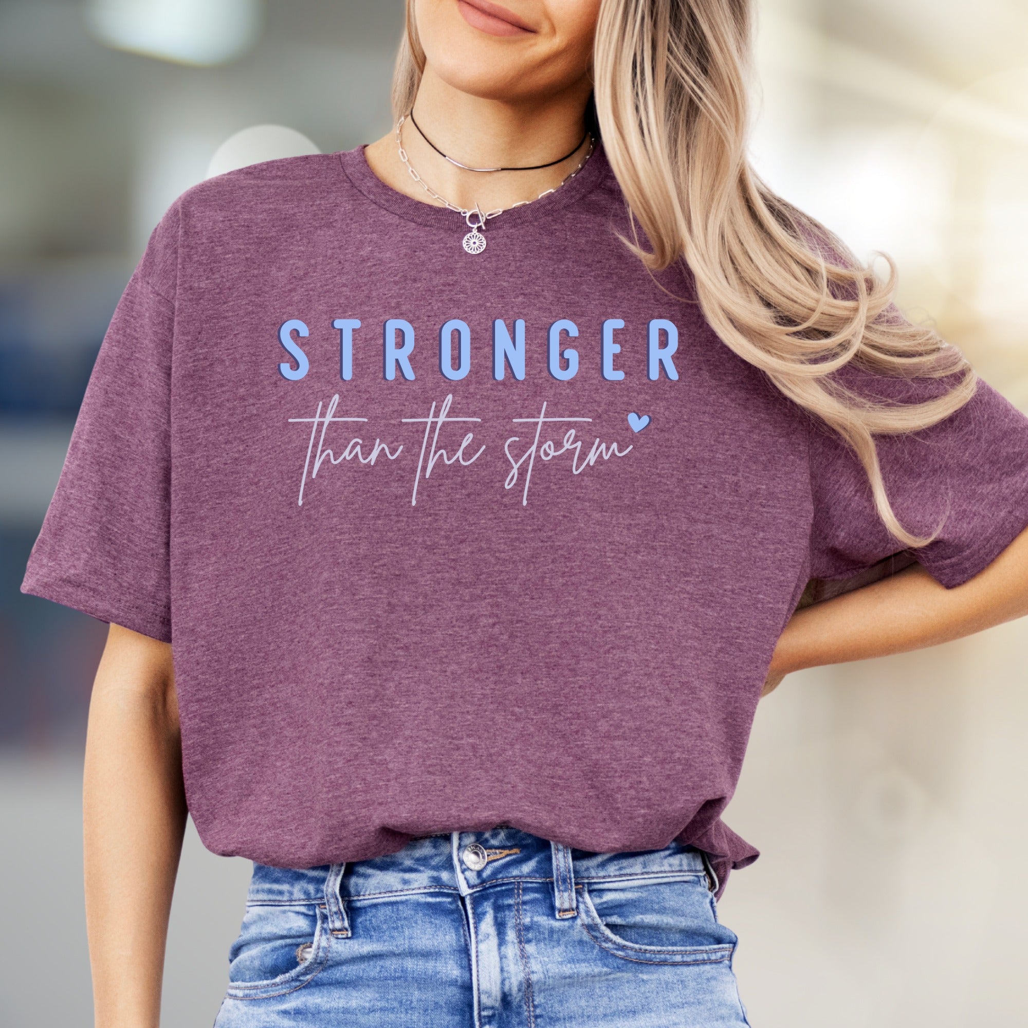 "STRONGER than the storm" Motivational Graphic Tee, an Uplifting Pick for Survivors