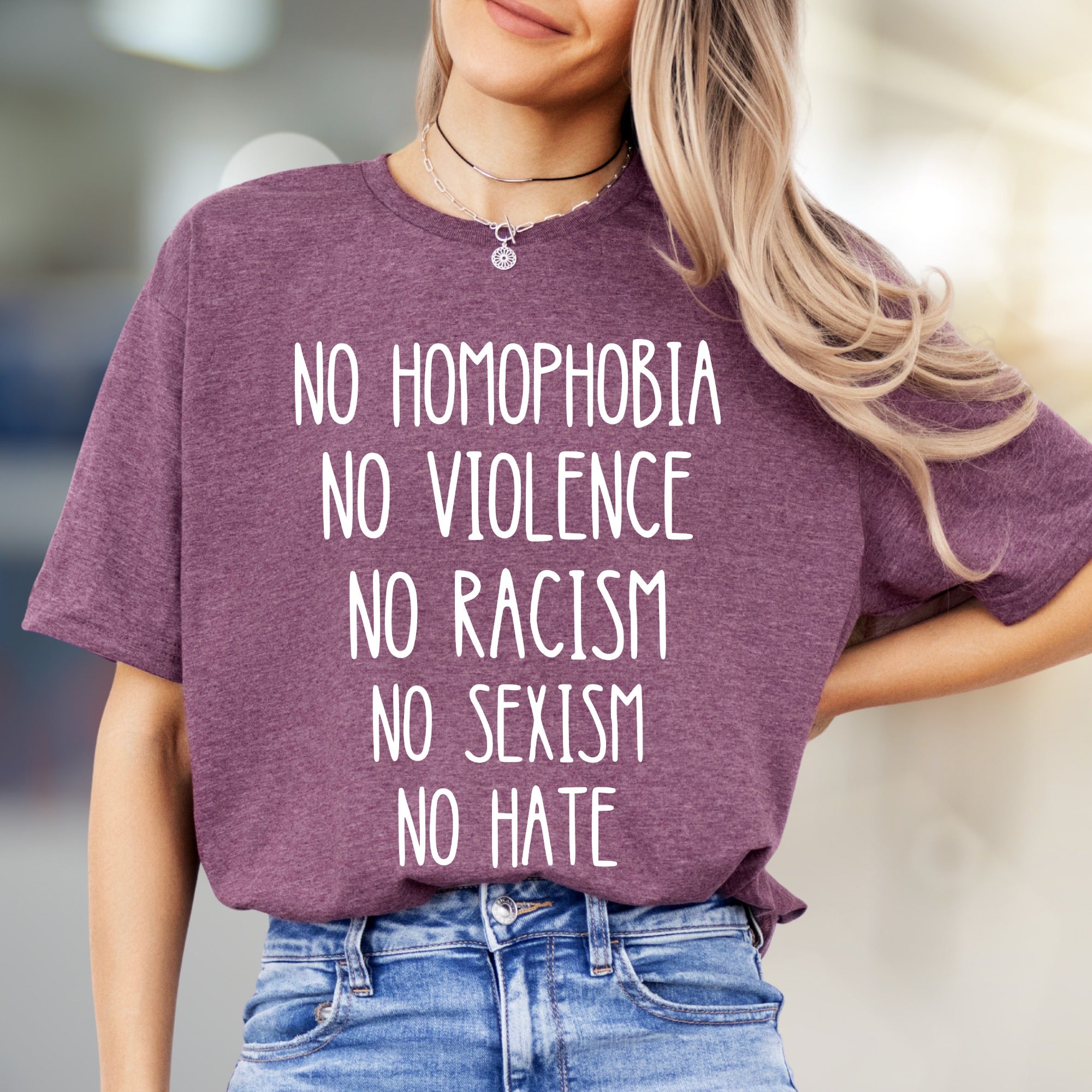 "NO HOMOPHOBIA NO VIOLENCE" Statement Graphic Tee, a Compassionate Pick for Advocates