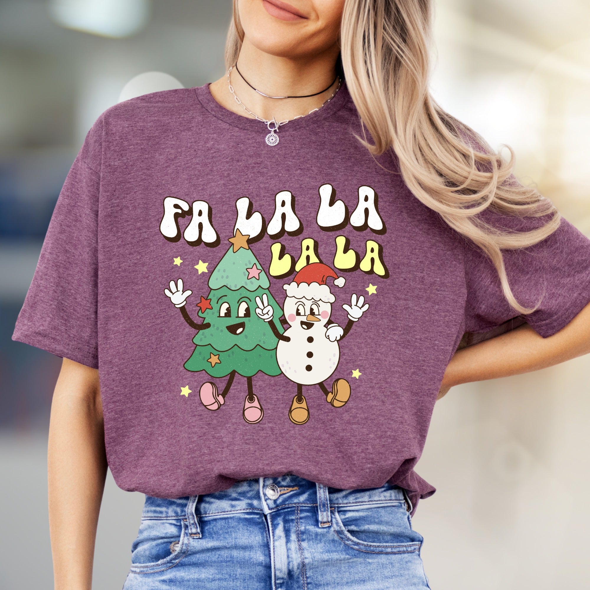 "Fa La La La La" Retro Holiday Graphic Tee, a Festive Pick for Christmas Enthusiasts