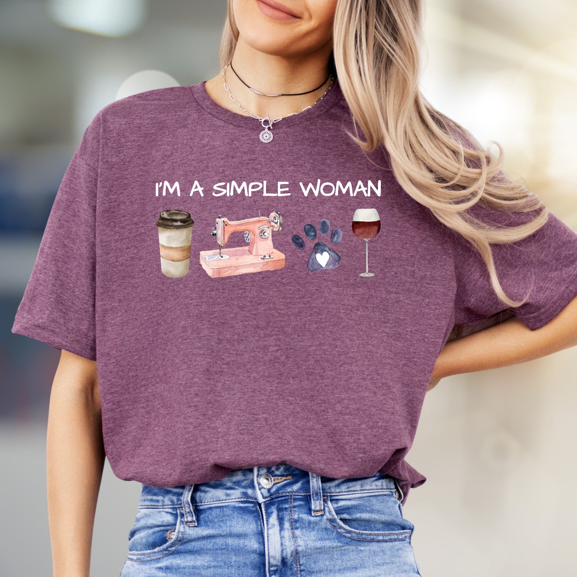 "I'm a Simple Woman" Lifestyle Graphic Tee, a Unique Pick for Her
