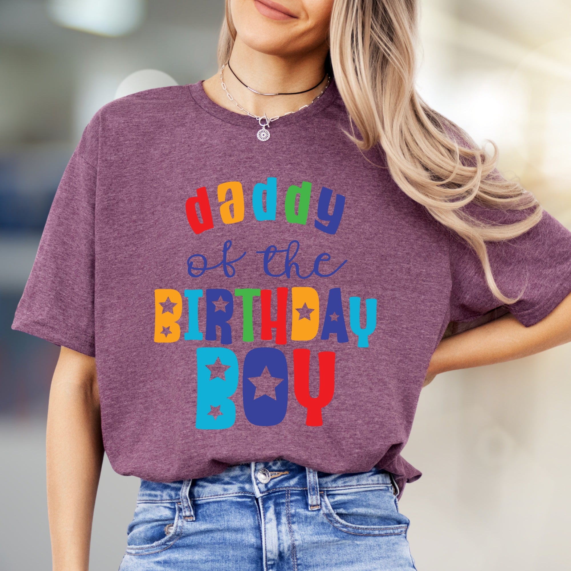 "Daddy of the Birthday Boy" Colorful Graphic Tee, a Celebration Pick for Dads