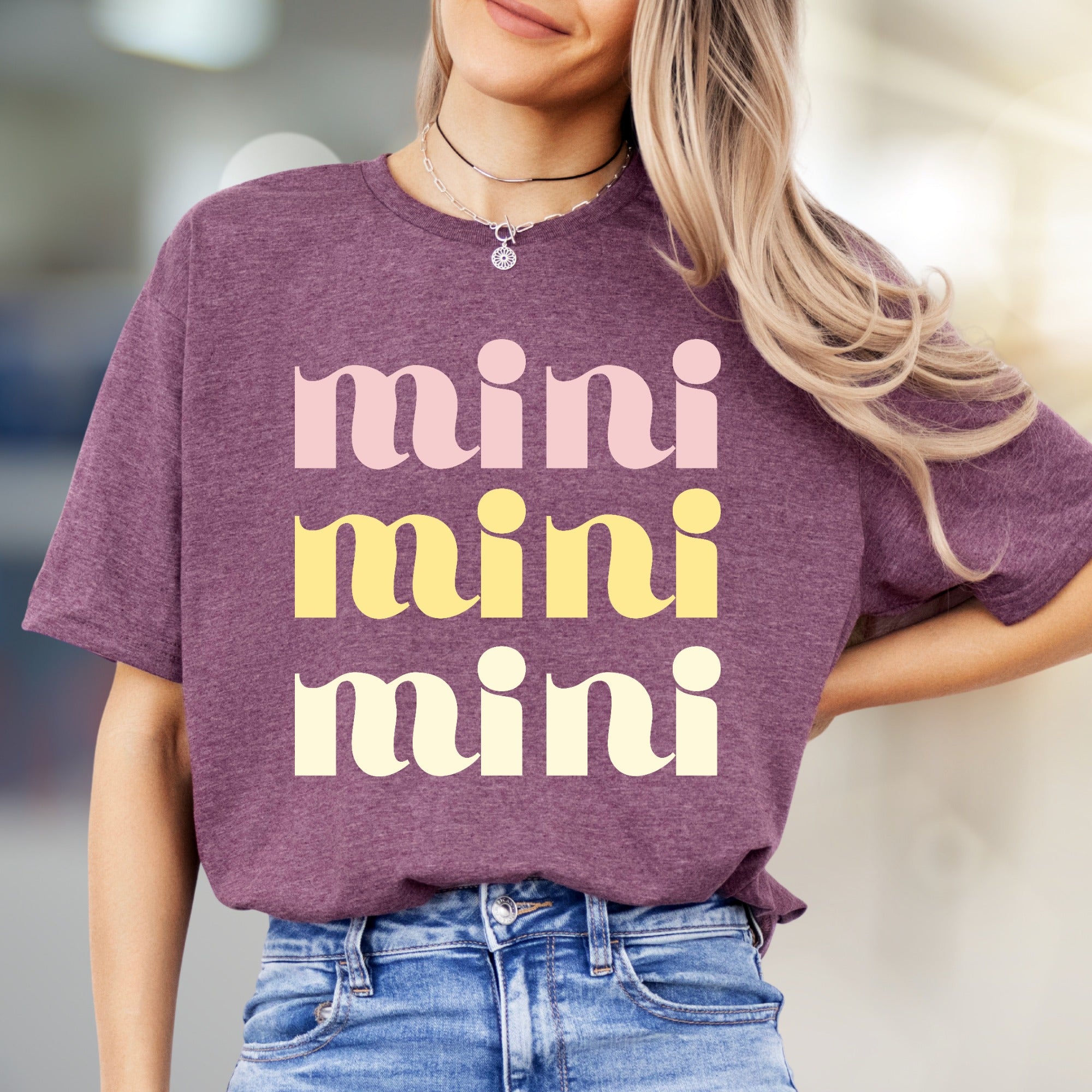"mini mini mini" Retro Groovy Graphic Tee, a Playful Pick for Trendsetters