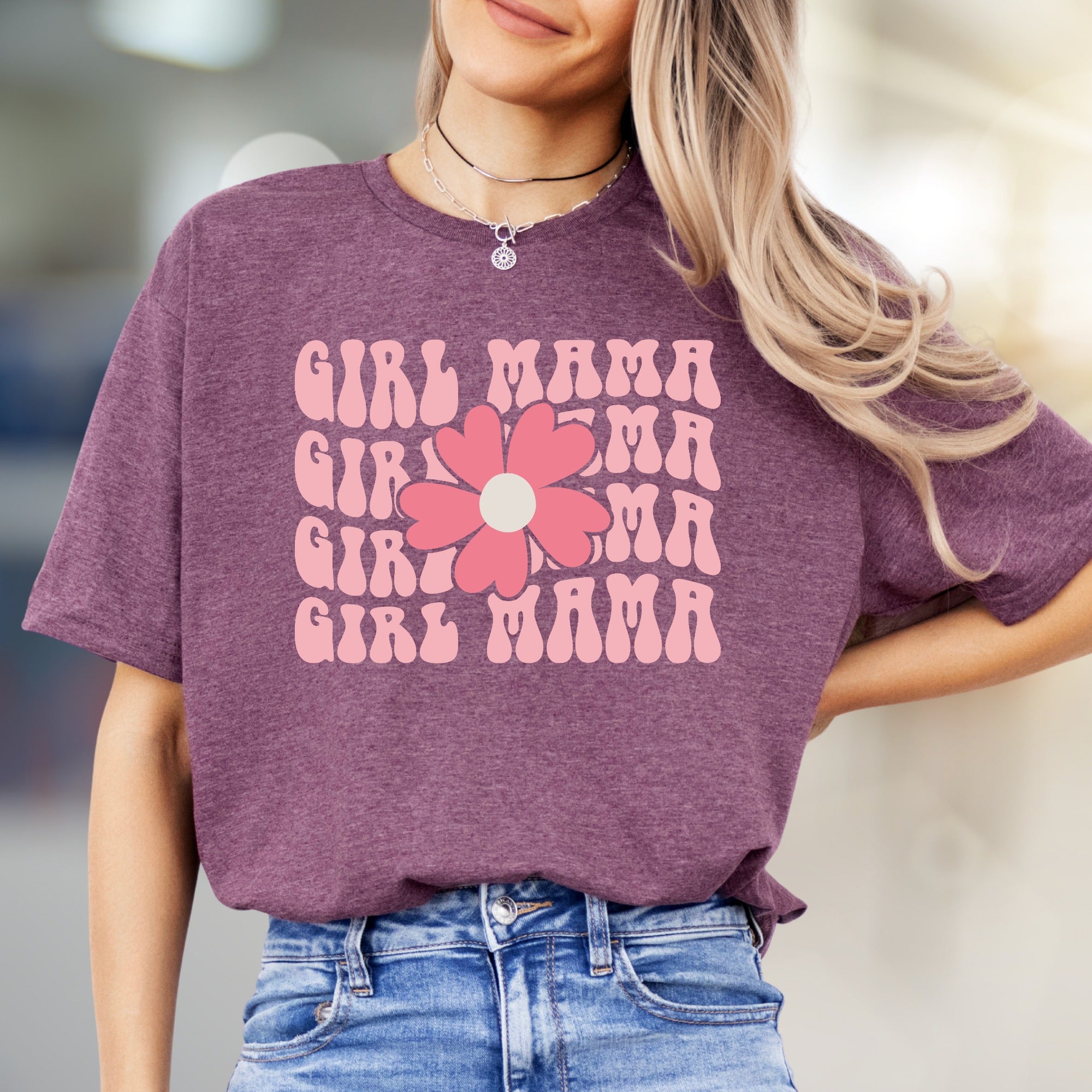 "Girl Mama" Retro Bloom Graphic Tee, a Bohemian Pick for Mothers