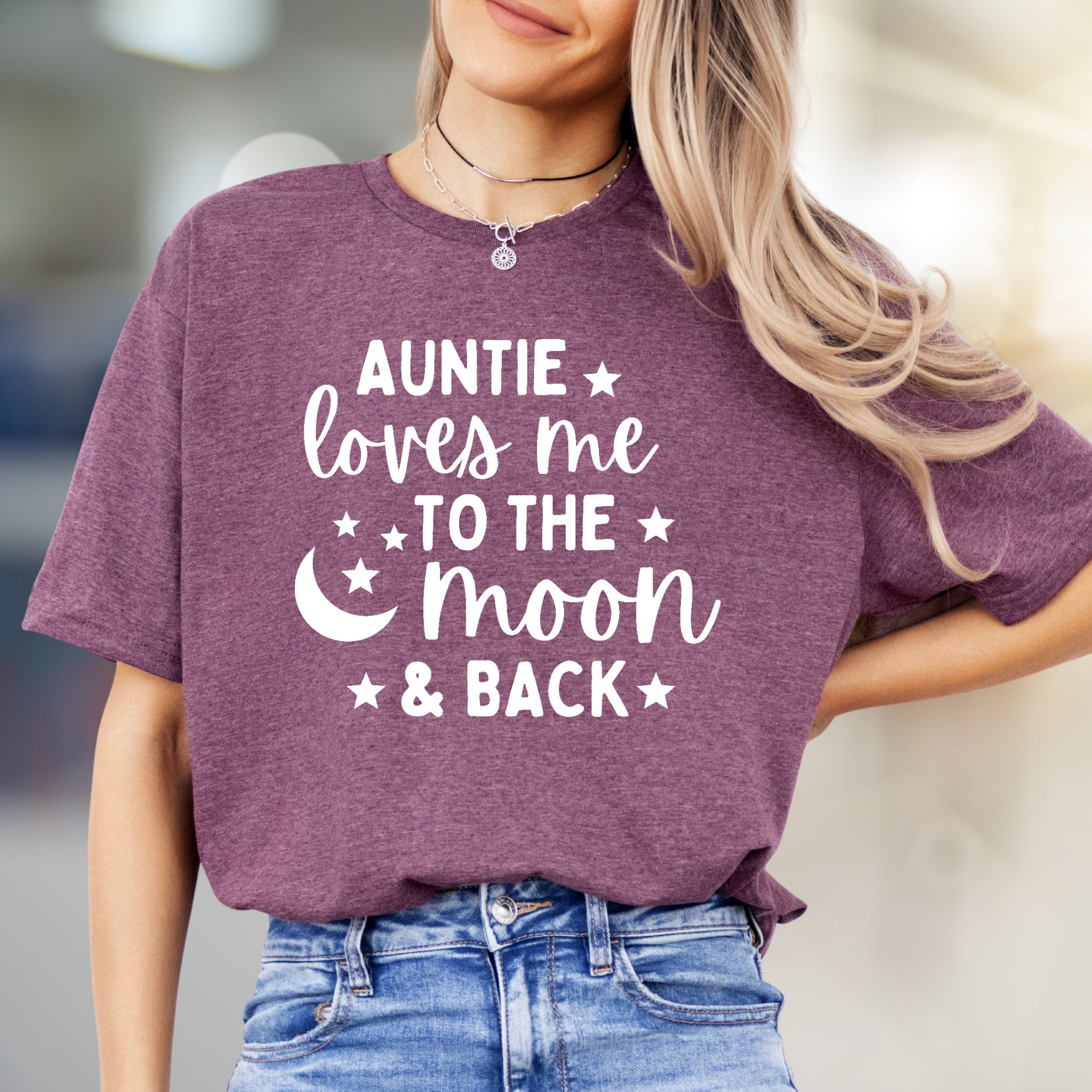 "Auntie Loves Me To The Moon & Back" Celestial Graphic Tee, a Sweet Family Pick for Loved Ones