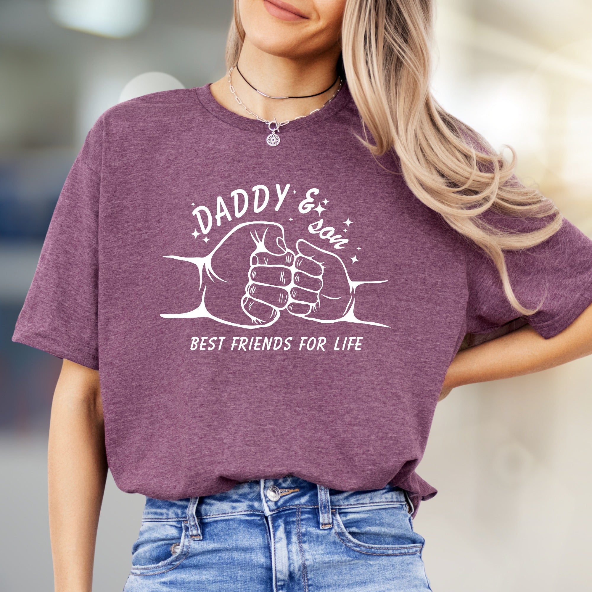 "DADDY & Son Best Friends For Life" Fist Bump Graphic Tee, A Family Bond Pick for Dads & Sons