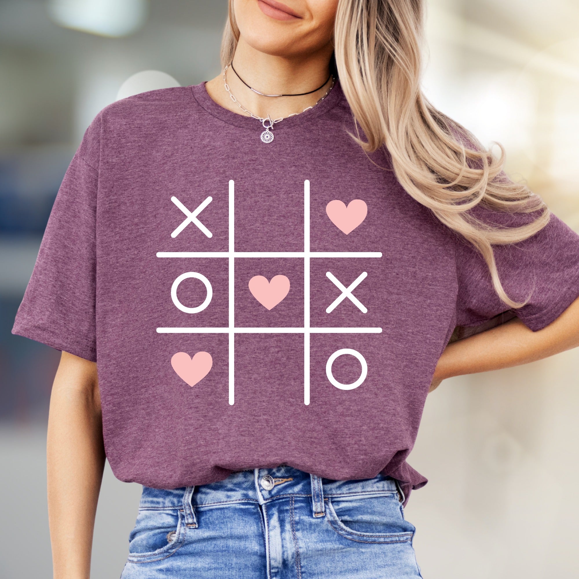 Tic Tac Toe Hearts Game Graphic Tee, A Playful Pick for Romantics