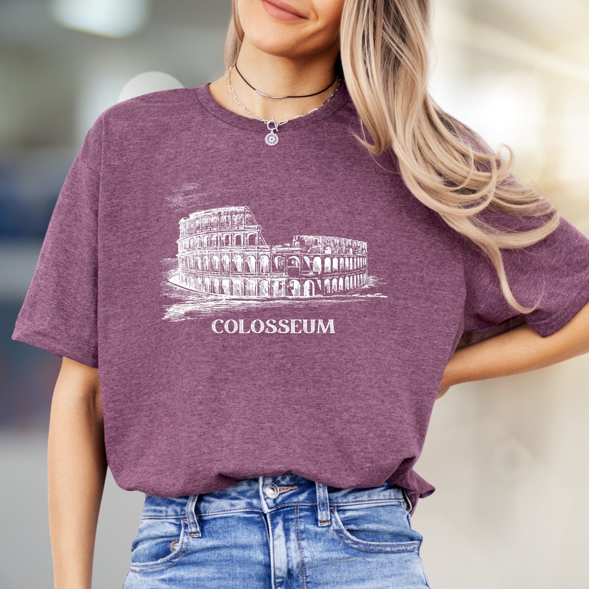 "COLOSSEUM" Roman Landmark Graphic Tee, a Travel Souvenir Pick for History Buffs