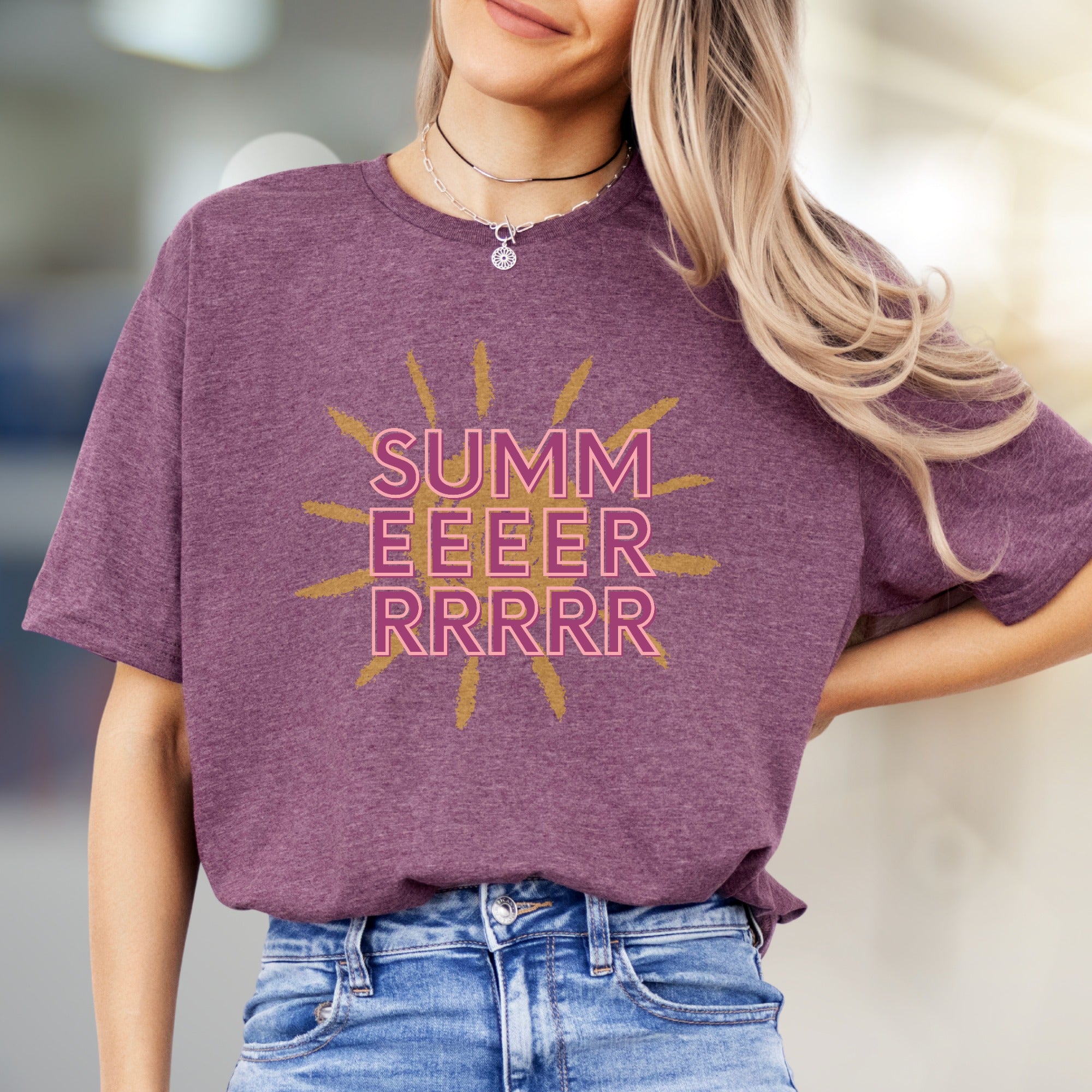“SUMM EEEER RRRRR” Groovy Sun Graphic Tee, a Retro Summer Pick for Warm Weather Vibes