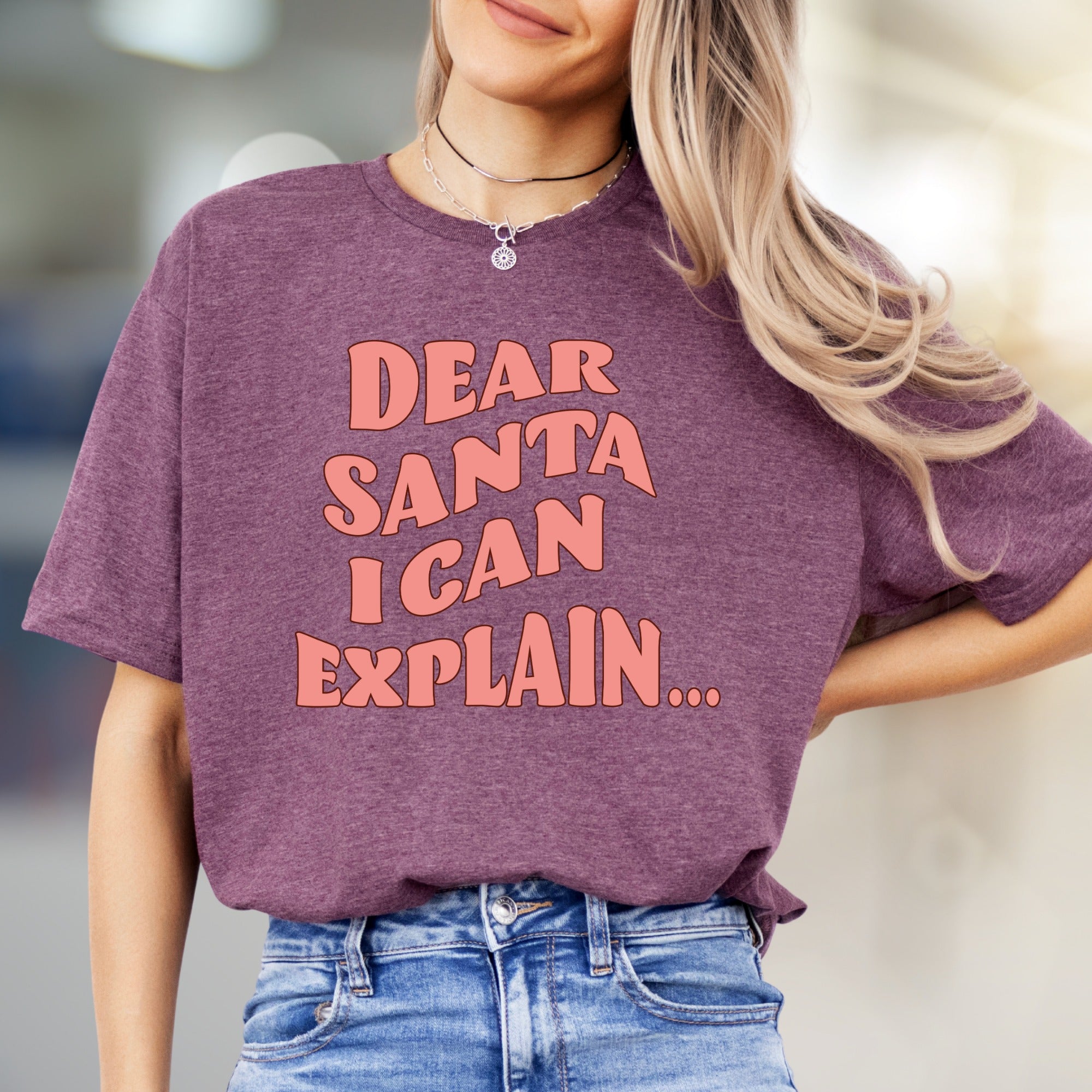 "Dear Santa I Can Explain..." Humorous Christmas Graphic Tee, a Festive Pick for Holiday Lovers